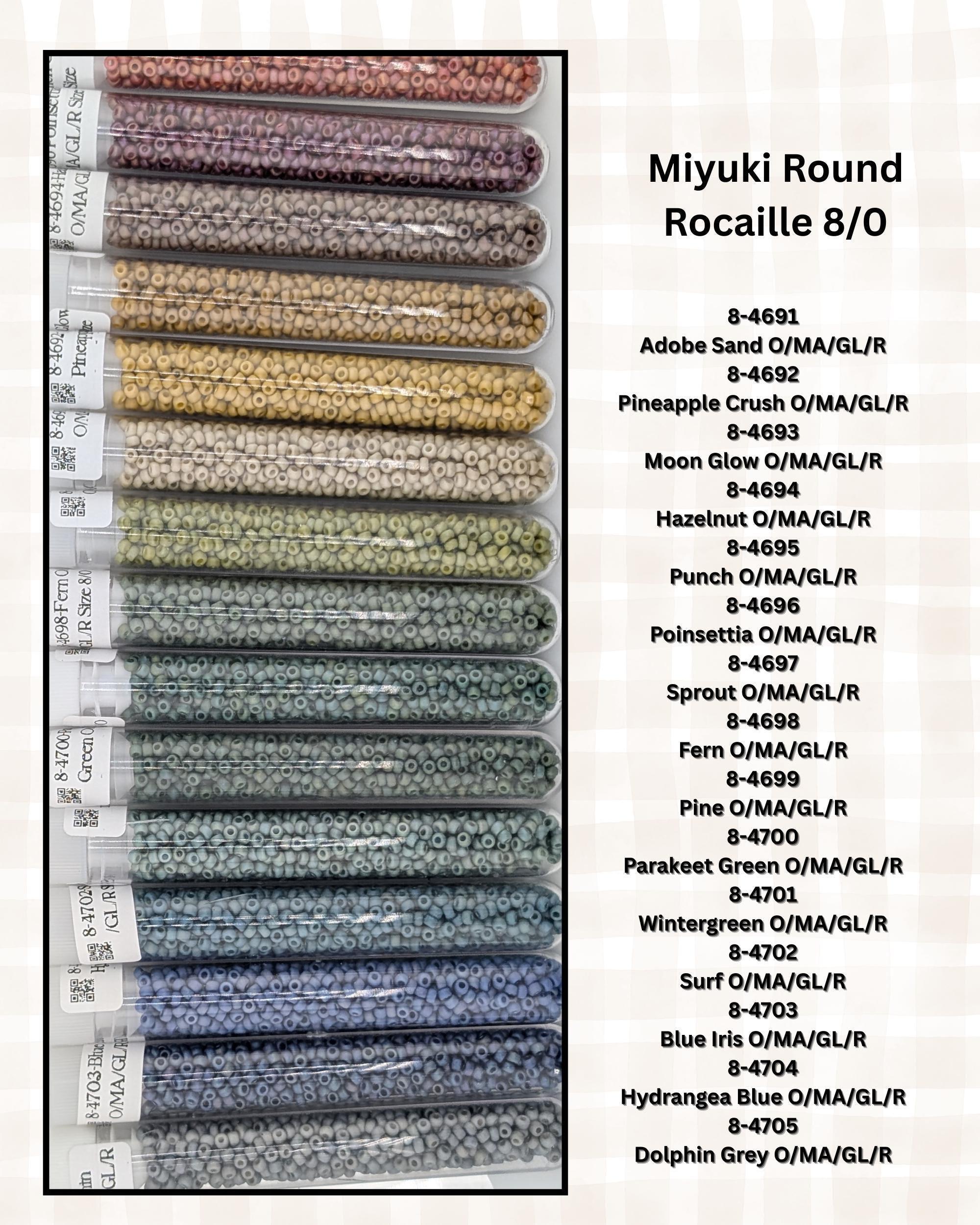 15 Miyuki Rocaille SIze 8 Opaque Matte Glazed (15g ea)