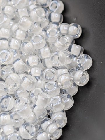 8-1104 Miyuki Rocaille 8/0 | Crystal/White Inside Color Lined 20g