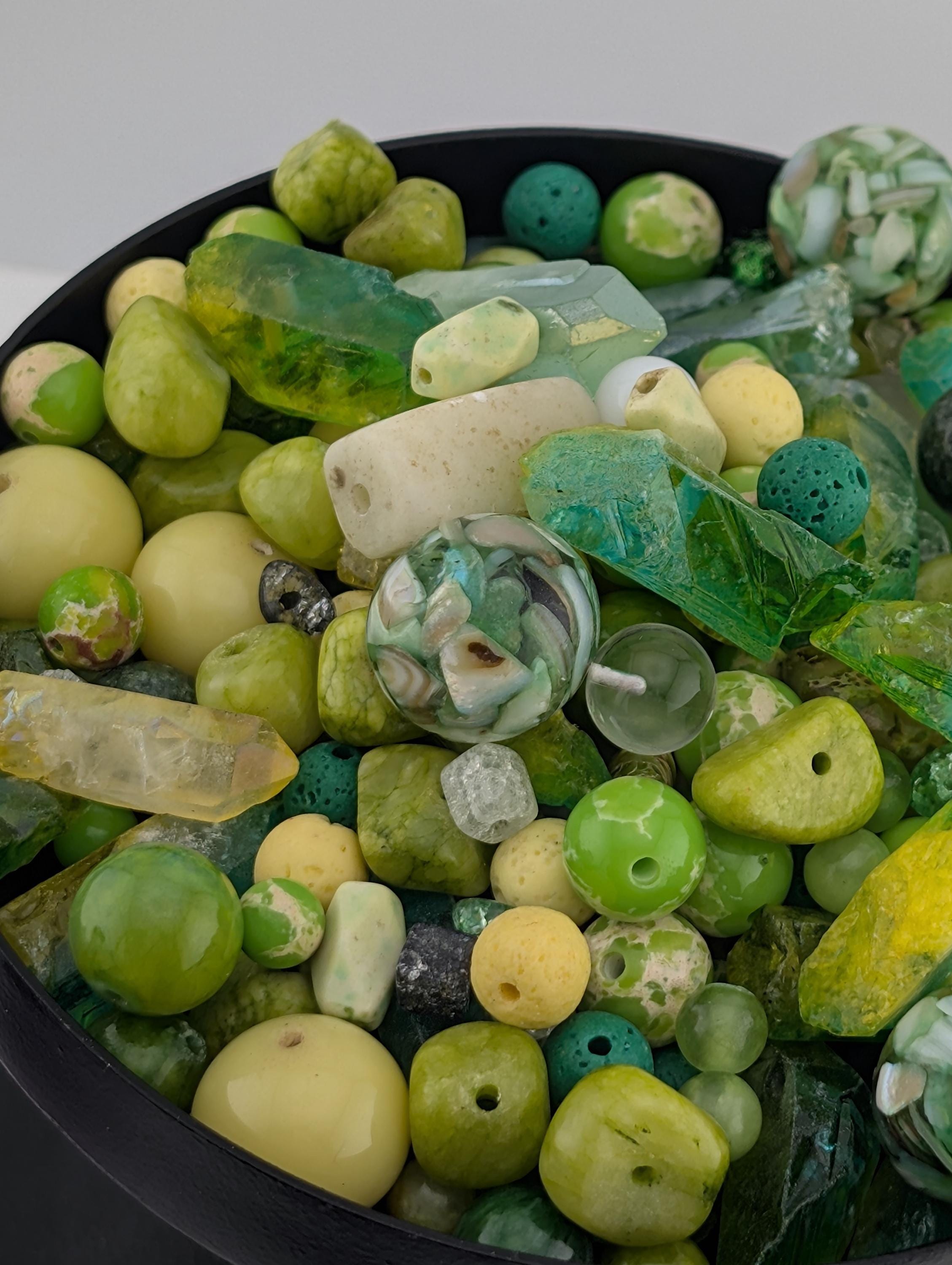 Exclusive "Wasabi & Citrus" Gemstone Bead Soup Mix: 2oz Natural Stone Jewelry Making
