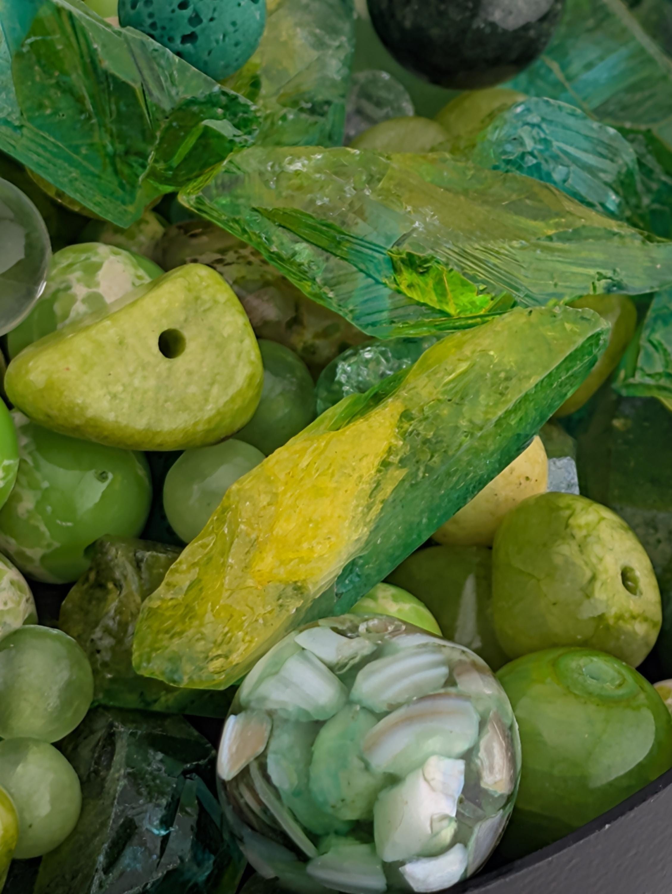 Exclusive "Wasabi & Citrus" Gemstone Bead Soup Mix: 2oz Natural Stone Jewelry Making