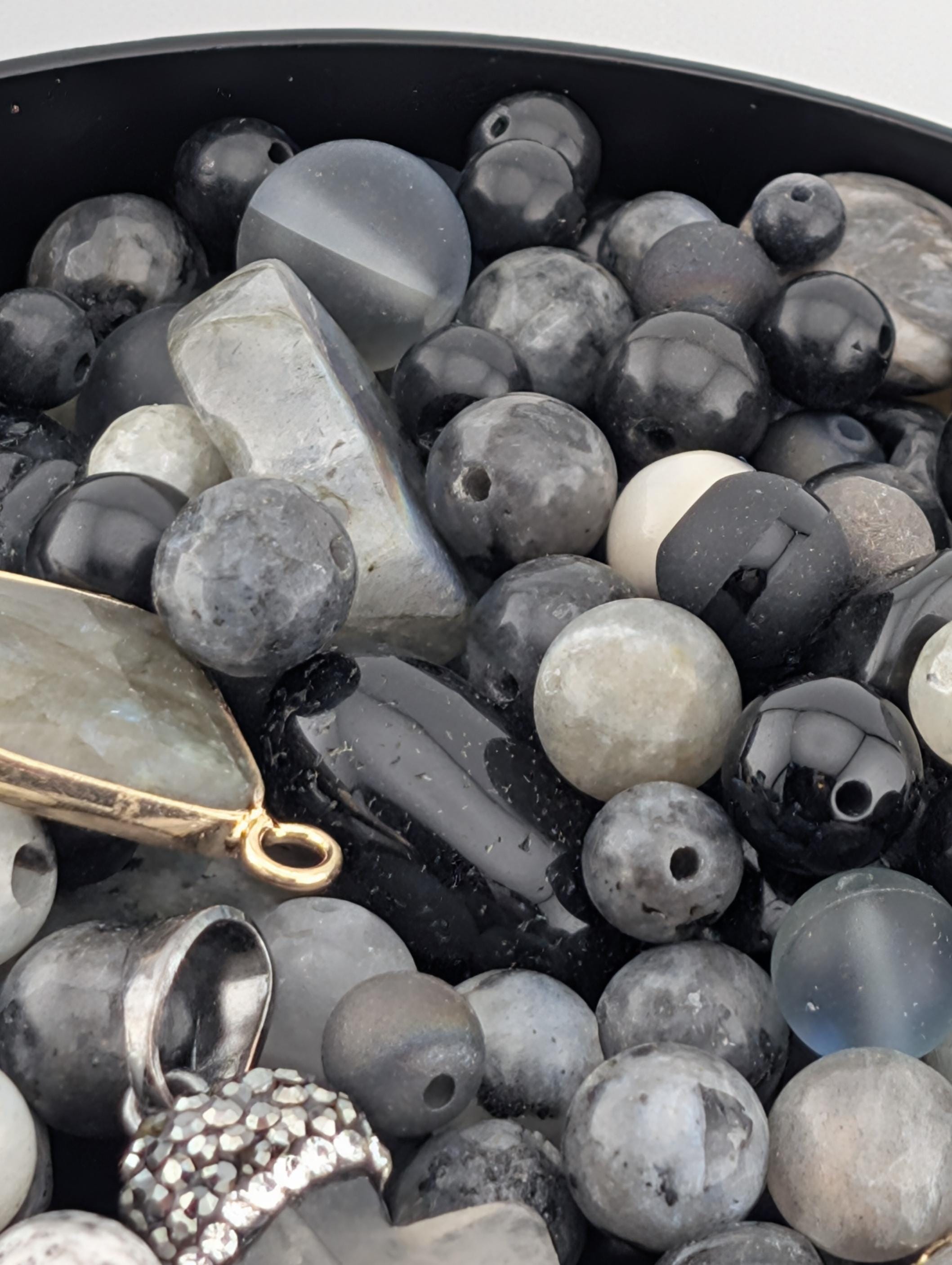 Exclusive "Thunderstone Mix" Gemstone, mixed metal & Glass Bead Mix (56g Pkg)