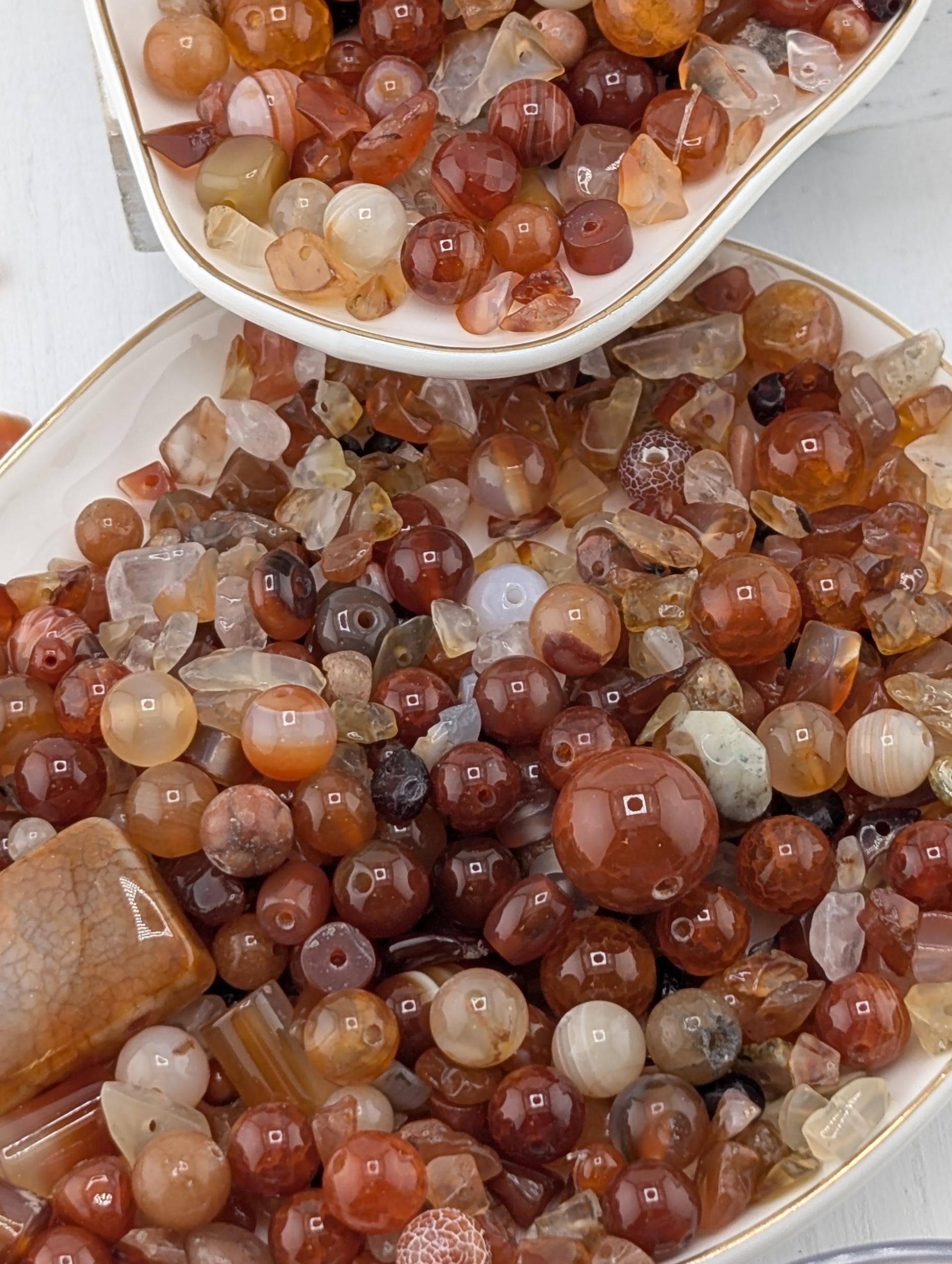 Exclusive " Sunset Spice" Carnelian Agate Natural Gemstone Bead Soup Mix: Jewelry Craft Supply, 2 oz