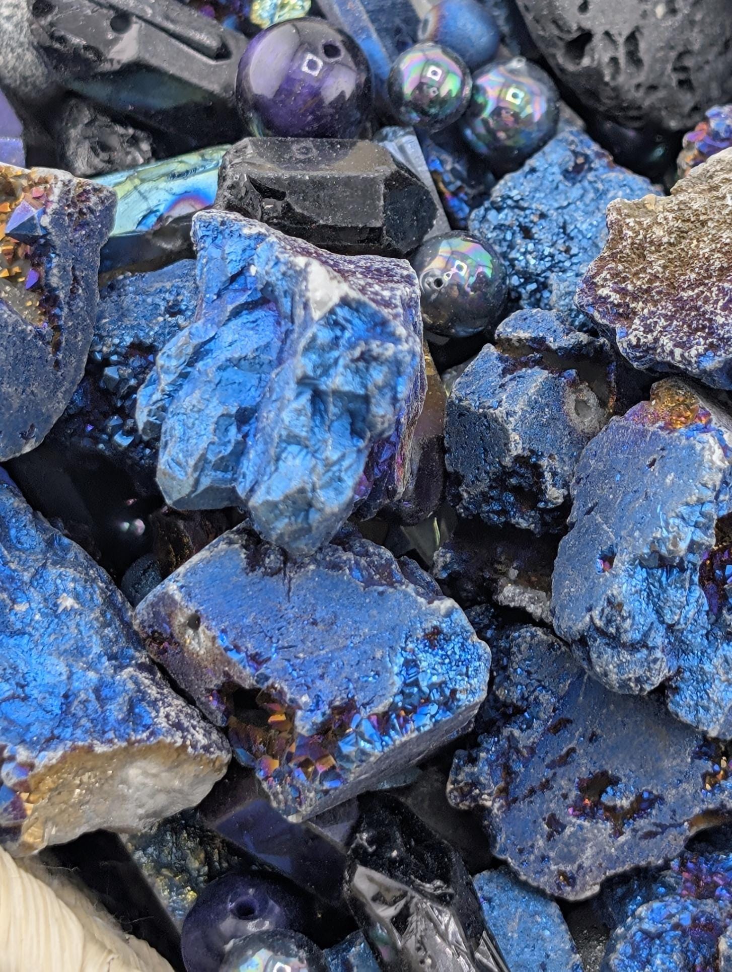 Exclusive "Titanium Rainbow" Gemstone Bead Soup Mix: 2oz Natural Stone Jewelry Making