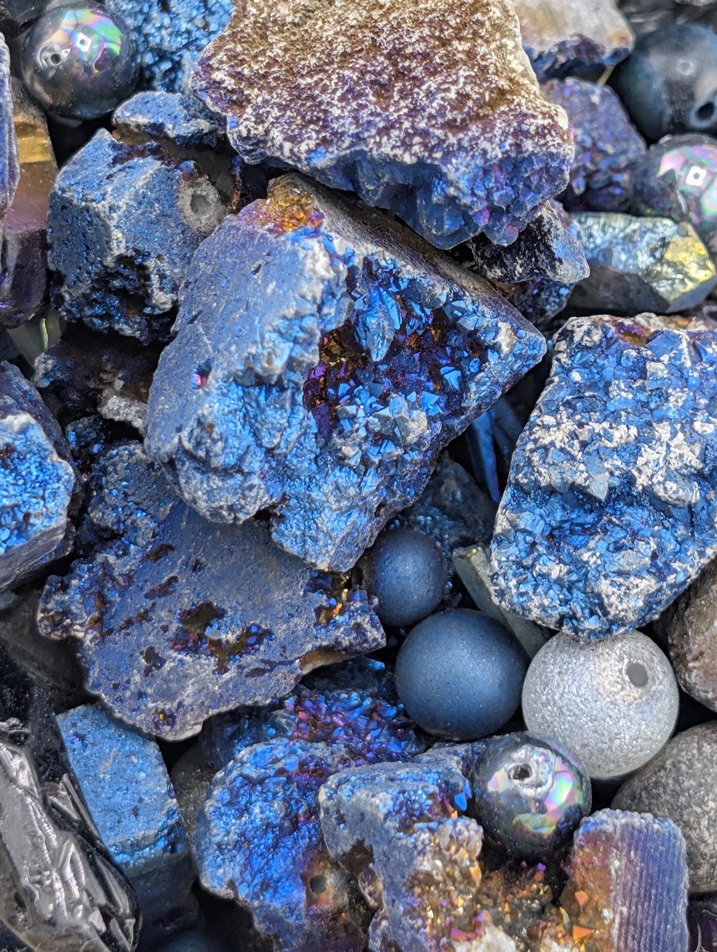 Exclusive "Titanium Rainbow" Gemstone Bead Soup Mix: 2oz Natural Stone Jewelry Making