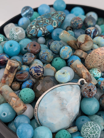 Exclusive "Lost in the ocean" Gemstone Bead Soup Mix: 2oz Natural Stone Jewelry Making