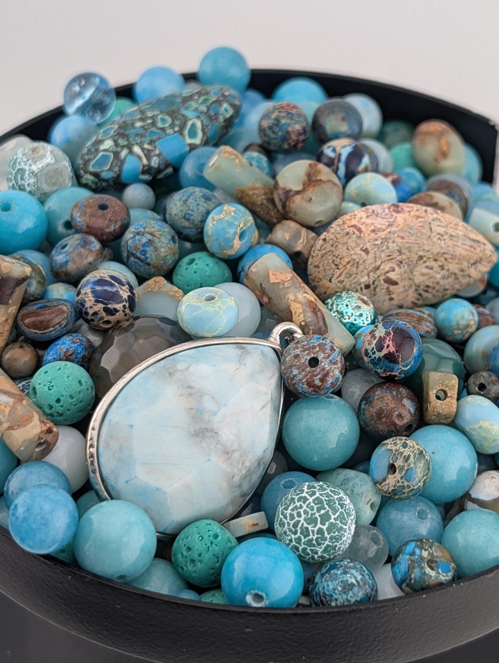 Exclusive "Lost in the ocean" Gemstone Bead Soup Mix: 2oz Natural Stone Jewelry Making
