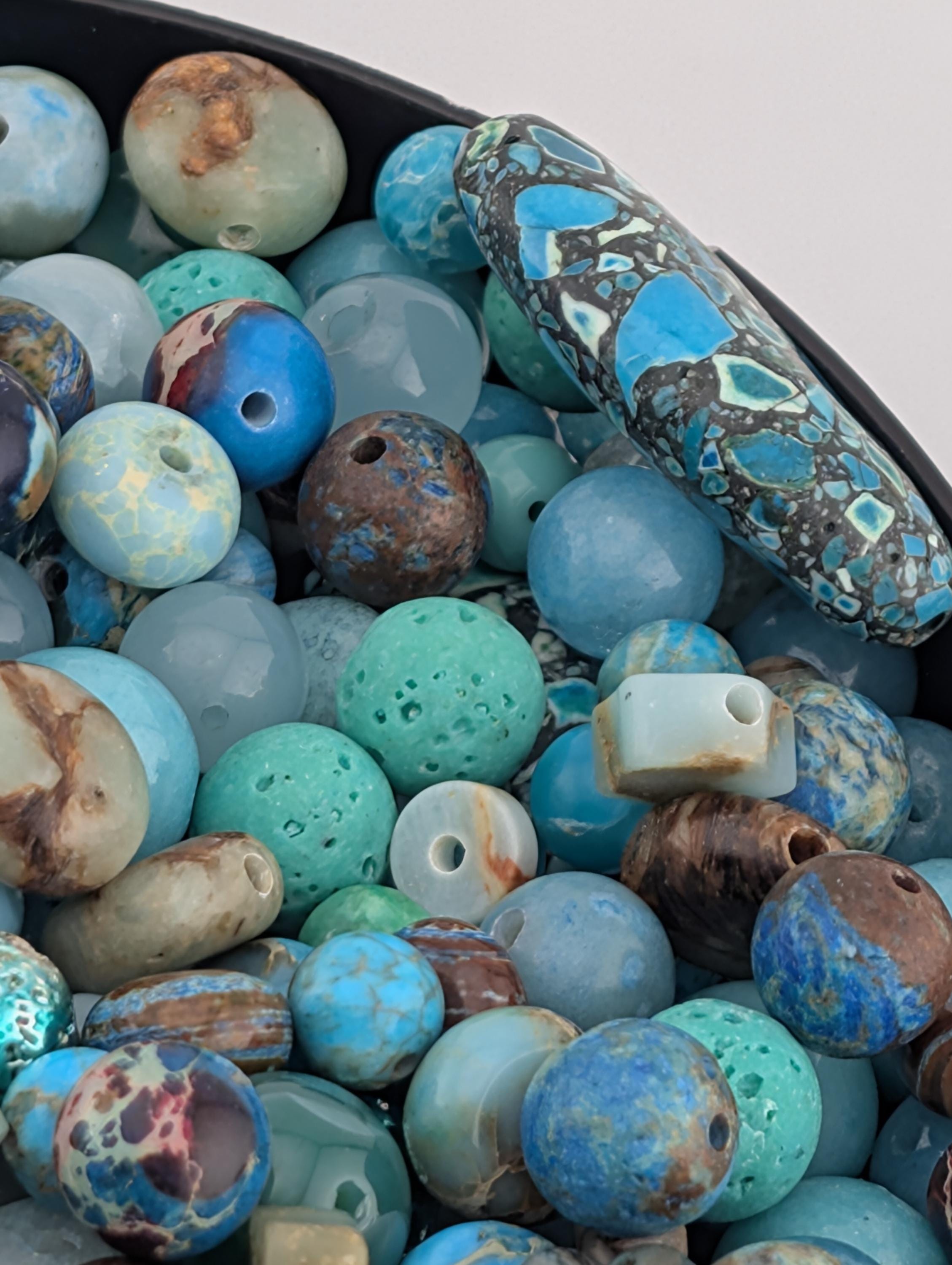 Exclusive "Lost in the ocean" Gemstone Bead Soup Mix: 2oz Natural Stone Jewelry Making