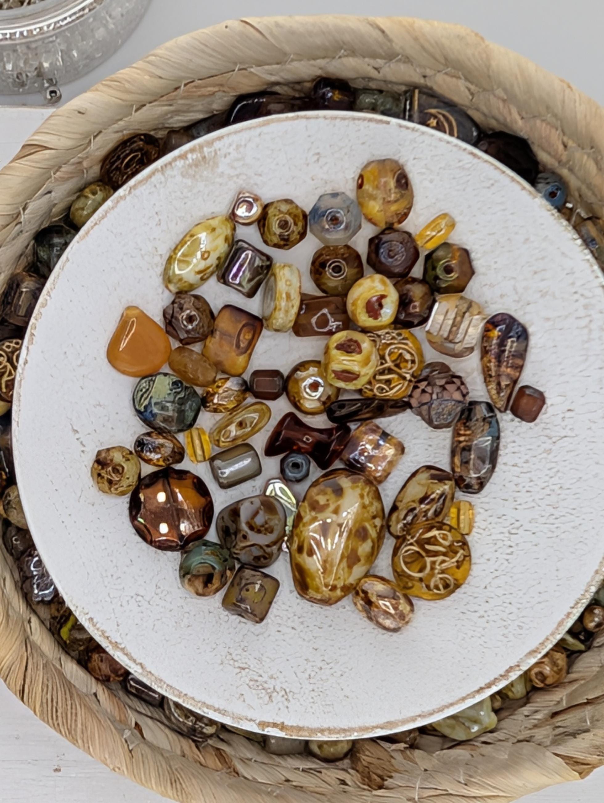 Exclusive "Moroccan Lantern" Mix Czech Pressed Glass Beads: Boho Jewelry Making Supply (30g pkg)