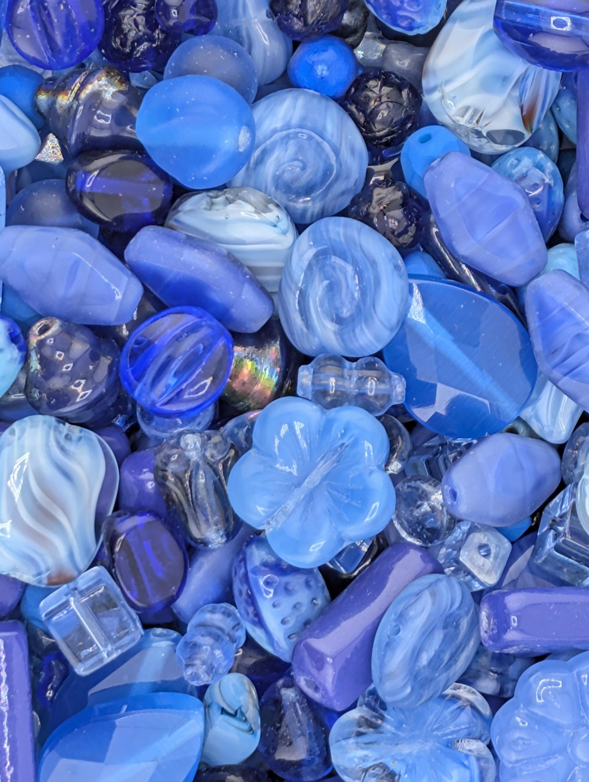 Exclusive "Boho Denim Blend" Shades of Blue Czech Pressed Glass Bead Mix (30g pkg)