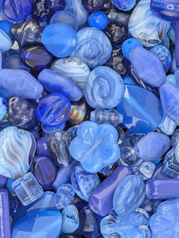 Exclusive "Boho Denim Blend" Shades of Blue Czech Pressed Glass Bead Mix (30g pkg)