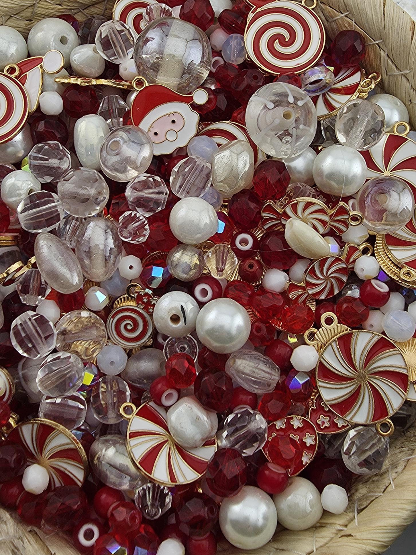 Exclusive "Candy Cane Lane" Glass Bead Mix - 56g pkg