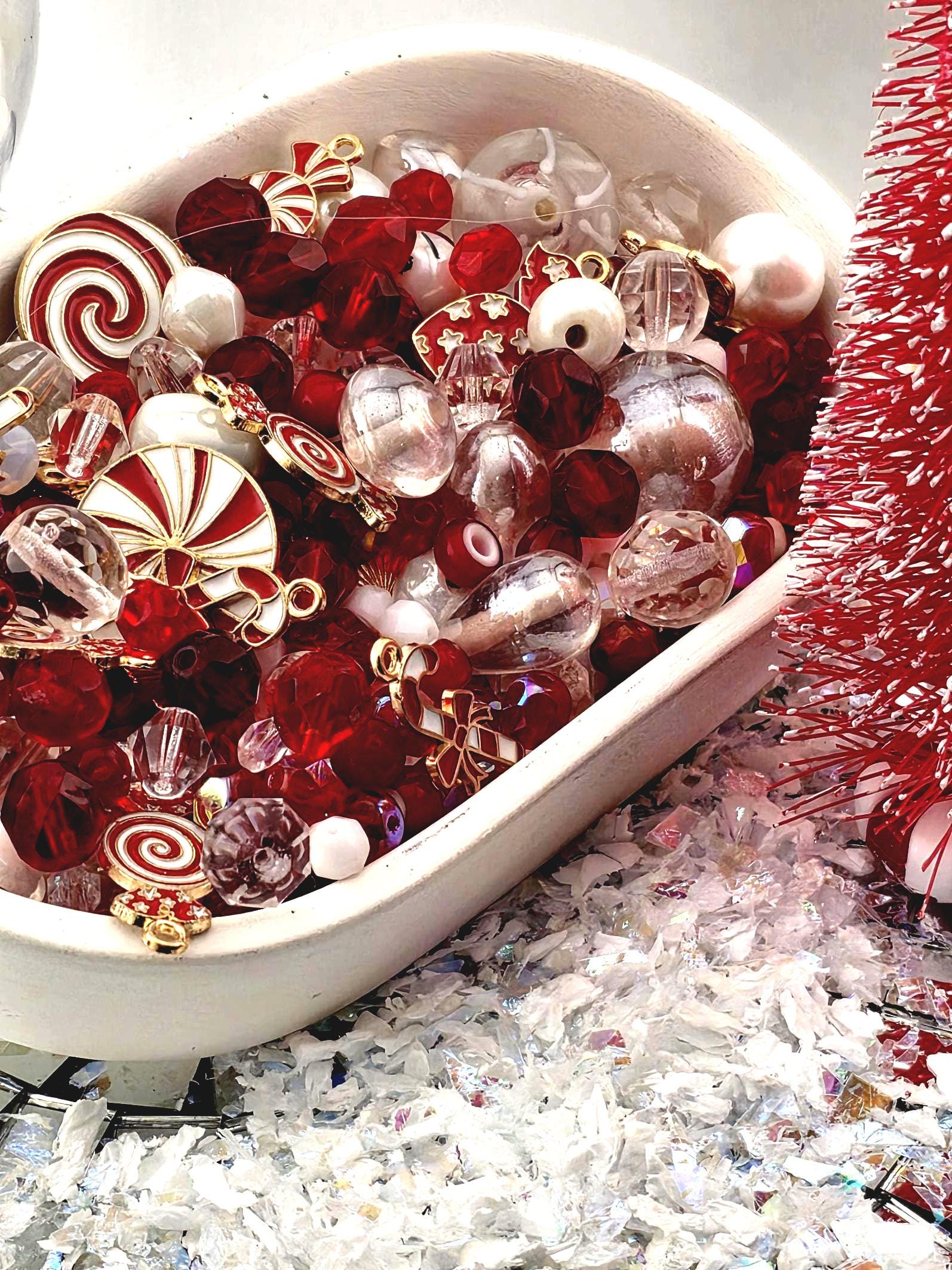 Exclusive "Candy Cane Lane" Glass Bead Mix - 56g pkg