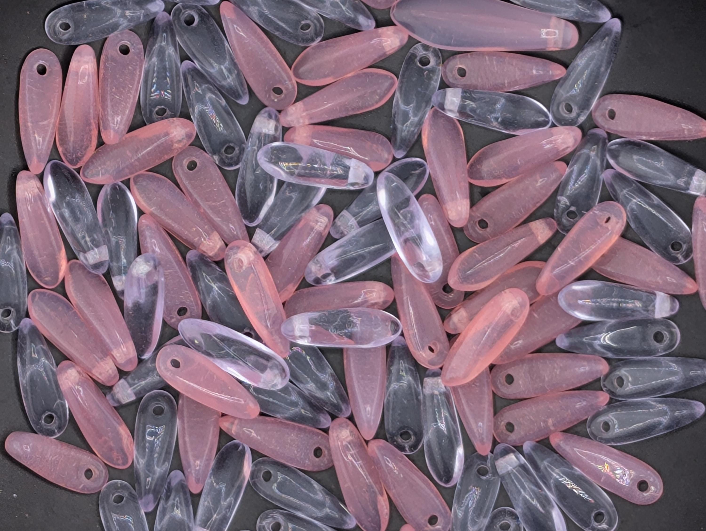 10mm Czech Glass Dagger 10g (approx 30 pcs): Pink & Purple Mix