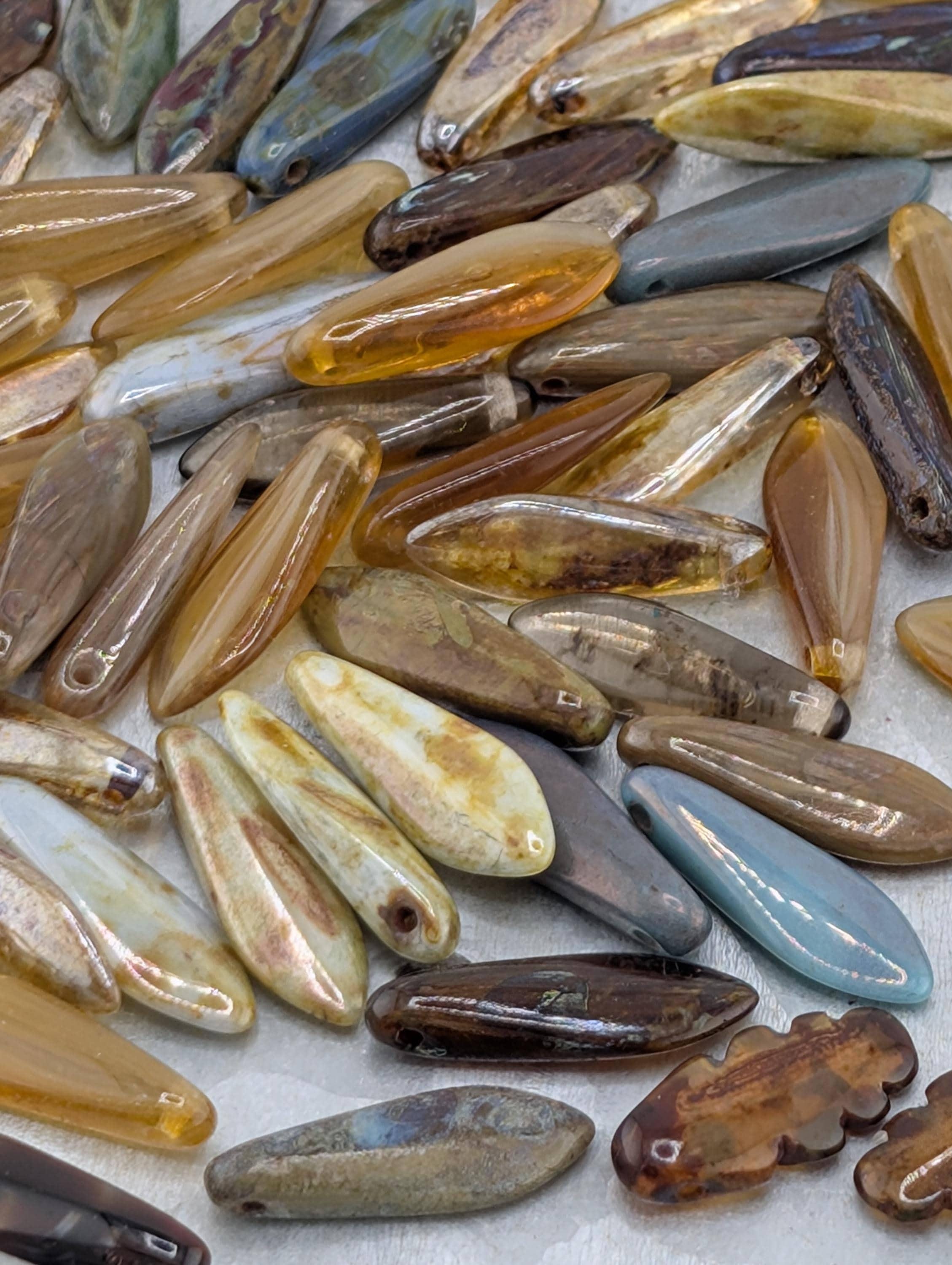 Czech Dagger Bead, Glass GemstonesJewelry Craft Supply, Elegant Gothic Flair, Unique Boho Accessories: Picasso