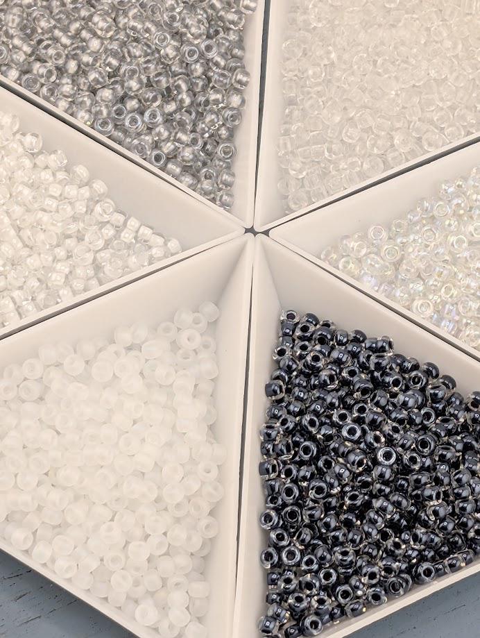 Miyuki Seed Beads Set: 6 Black & White Colors, Size 18-0