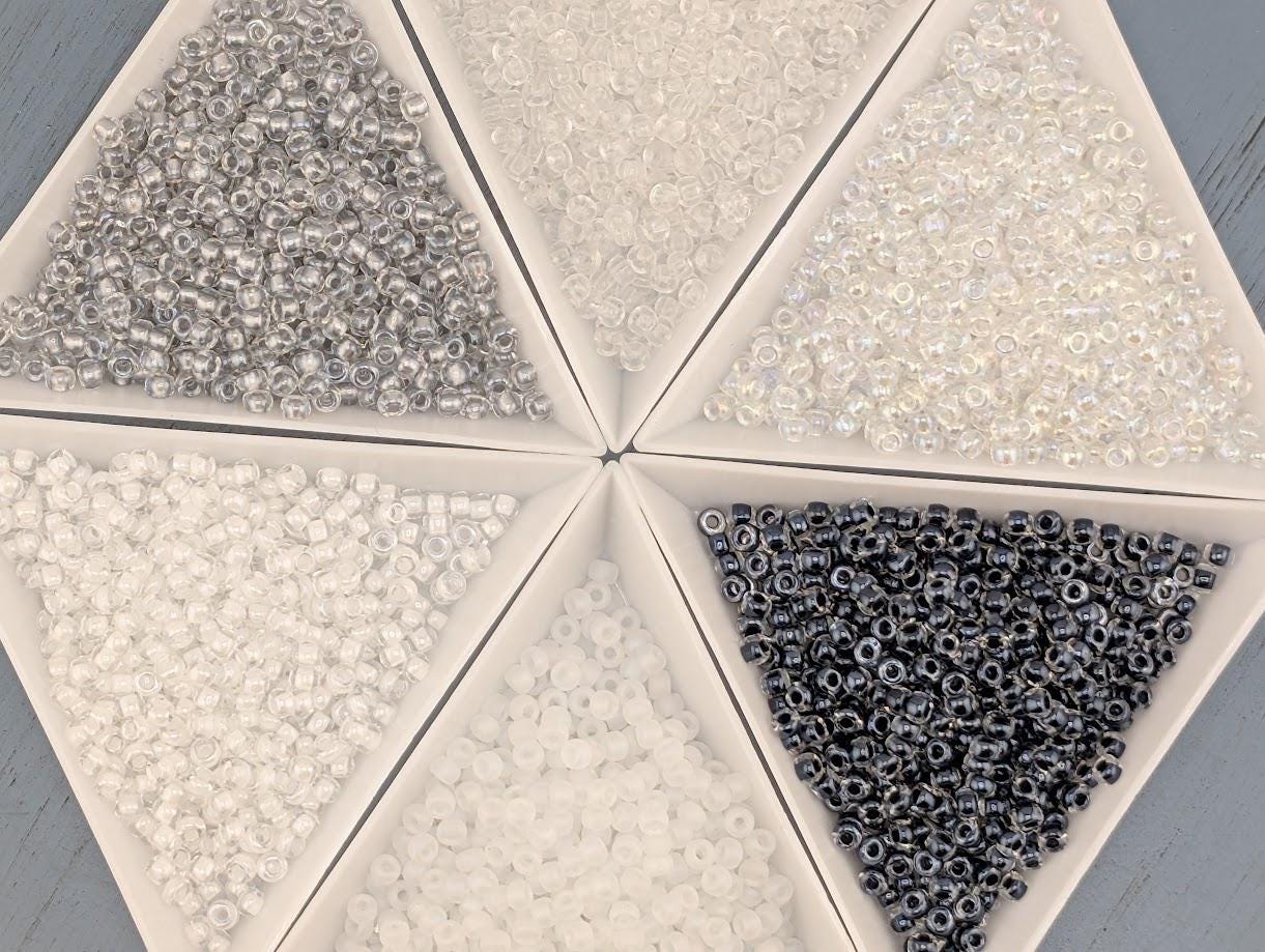 Miyuki Seed Beads Set: 6 Black & White Colors, Size 18-0