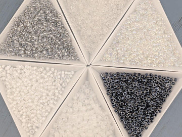 Miyuki Seed Beads Set: 6 Black & White Colors, Size 18-0