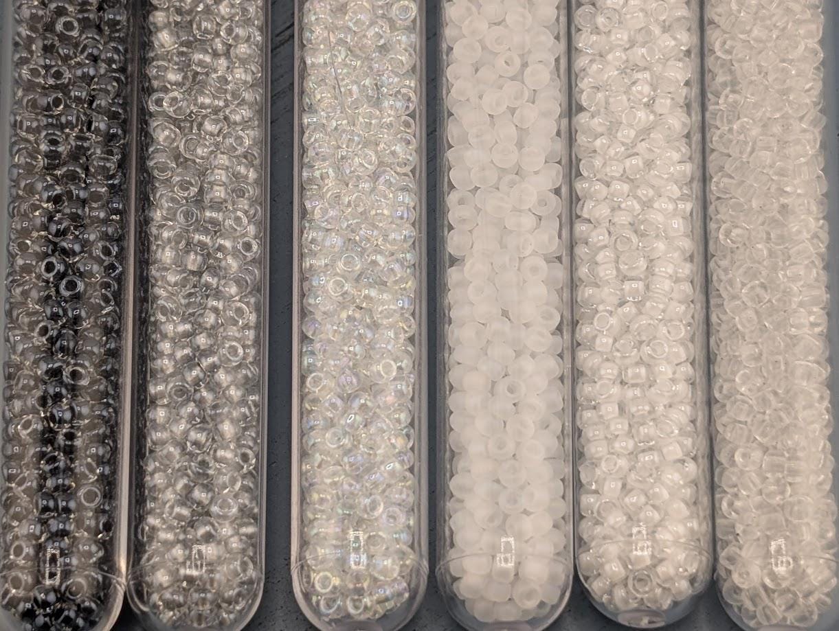 Miyuki Seed Beads Set: 6 Black & White Colors, Size 18-0