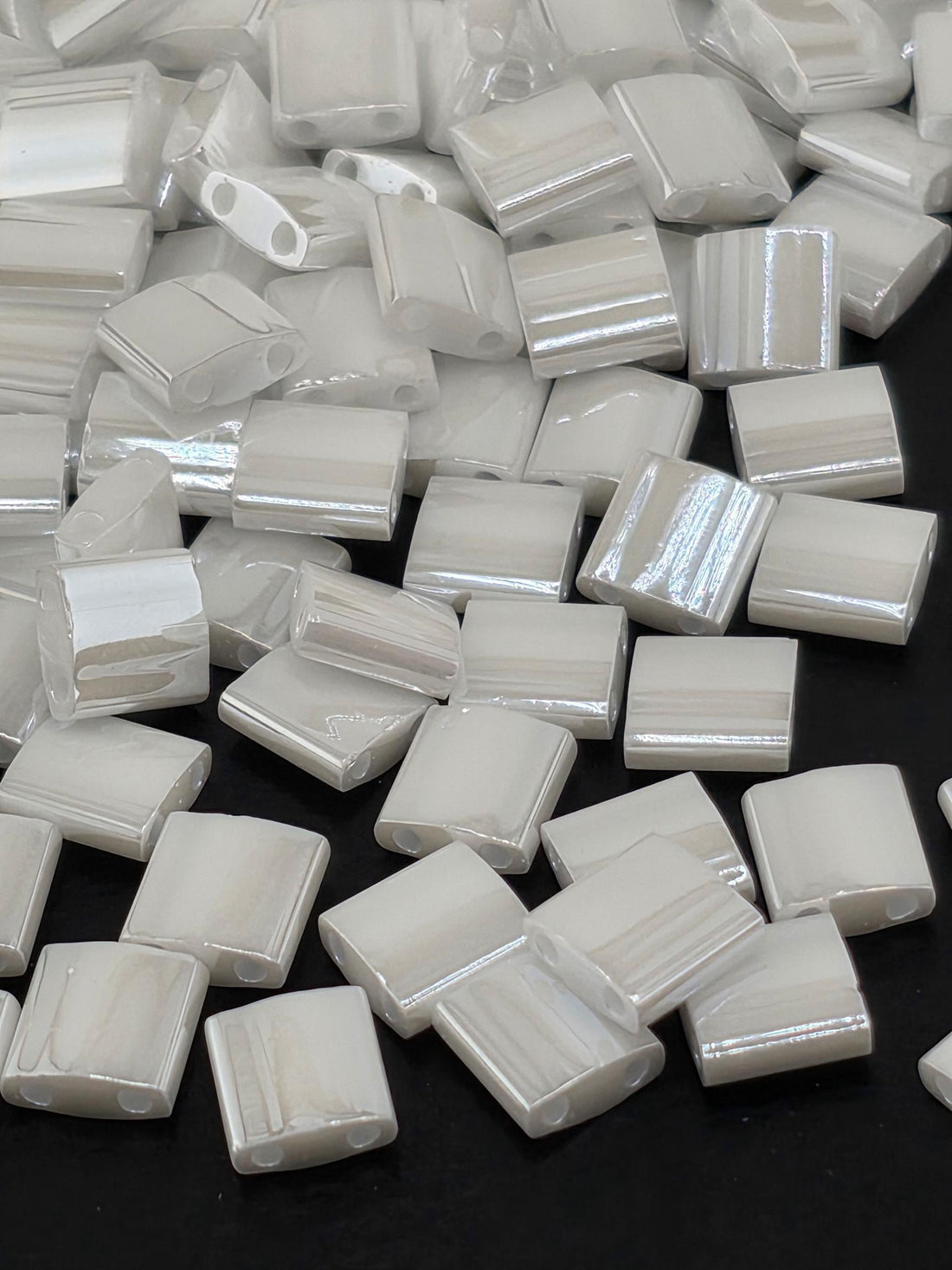 TL0420-Miyuki Tila Beads:White O/L (7.5g pkg)