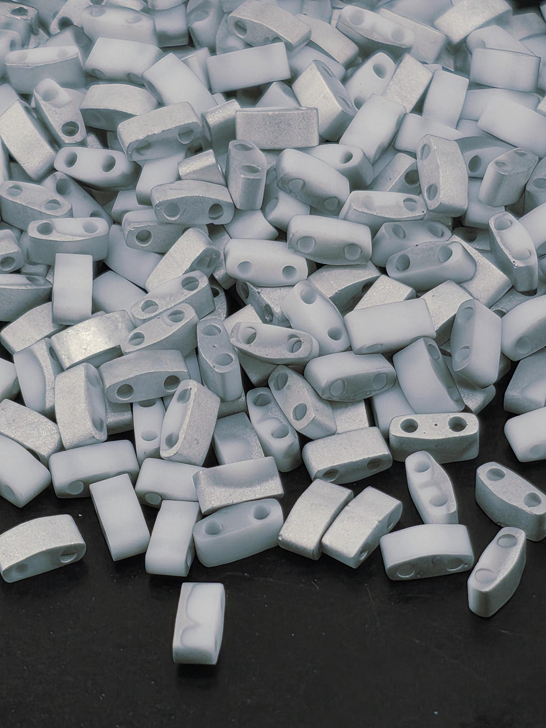 HTL4558-Miyuki Half Half-TIla Beads:Labrador Matte/White SC (7.5g pkg)