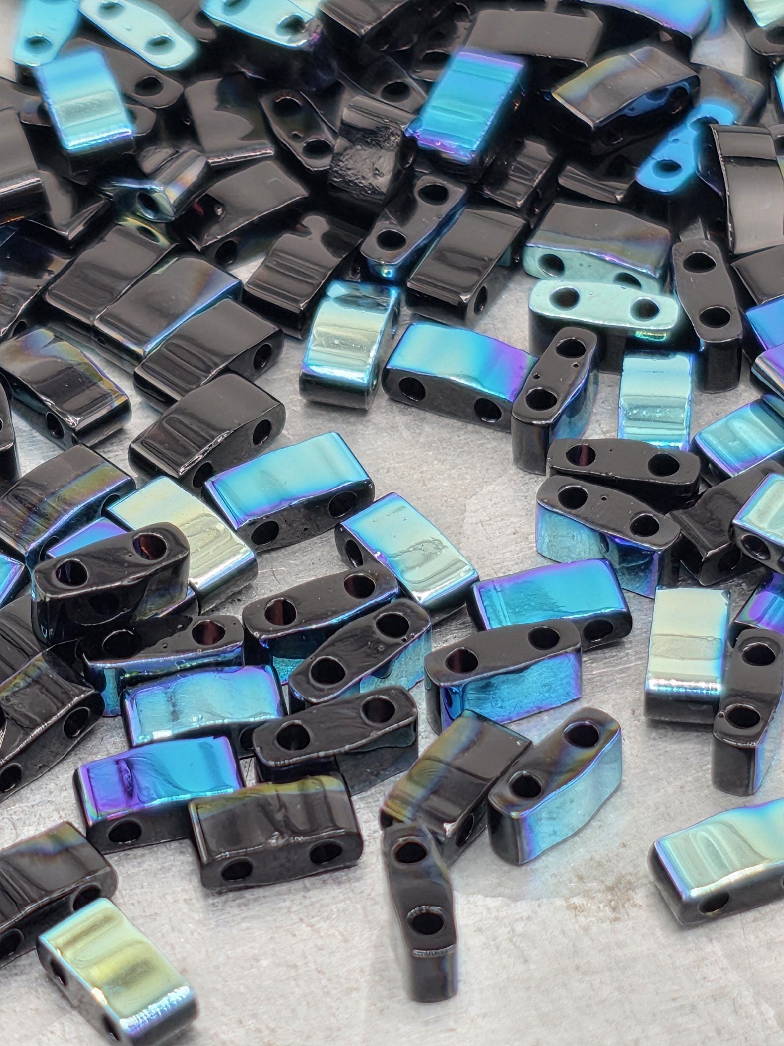 HTL4555-Miyuki Half-TIla Beads:Ebony/Iridescent Chrome SC (7.5g pkg)