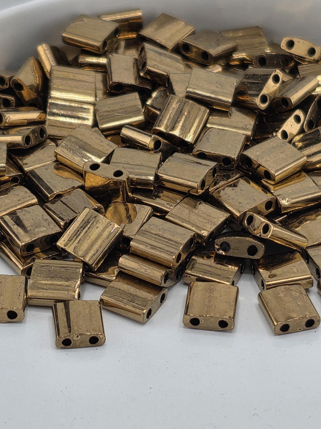 Bronze Miyuki Tila Beads - Flat Two-Hole Seed Beads for Jewelry