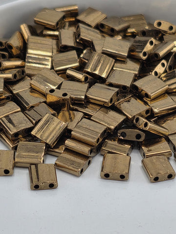 Bronze Miyuki Tila Beads - Flat Two-Hole Seed Beads for Jewelry