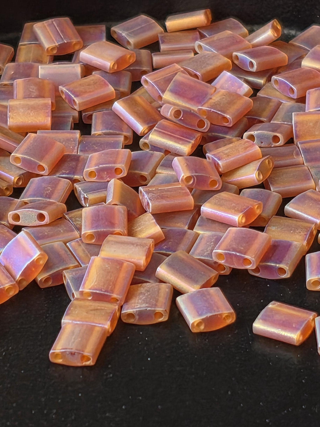 TL0134FR-Miyuki Tila Beads:Dark Amber T/MA/R (7.5g pkg)