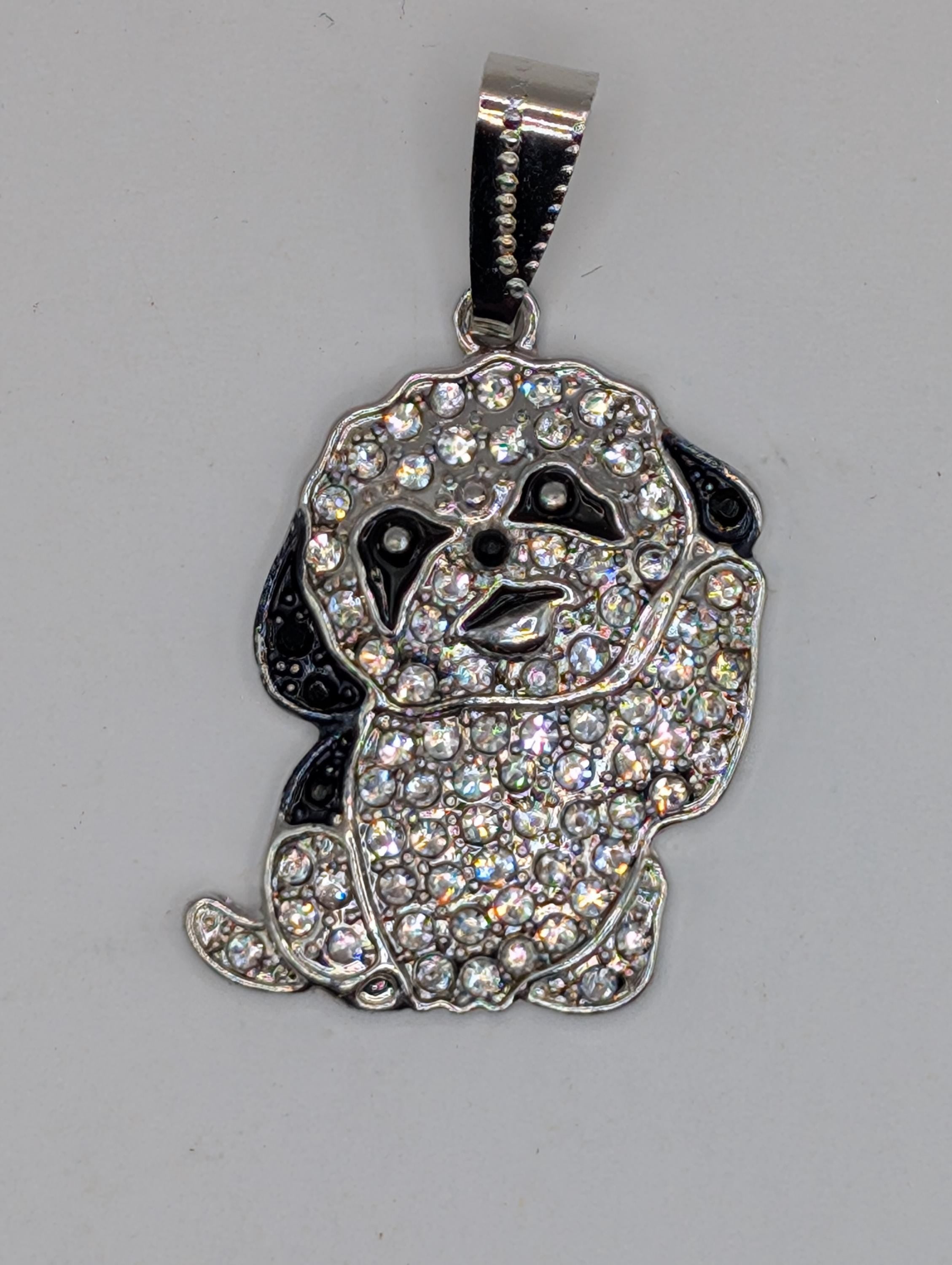 Shih Tzu Pendant: Small Breed Dog Jewelry (Silver Plated, Rhinestone Accent)