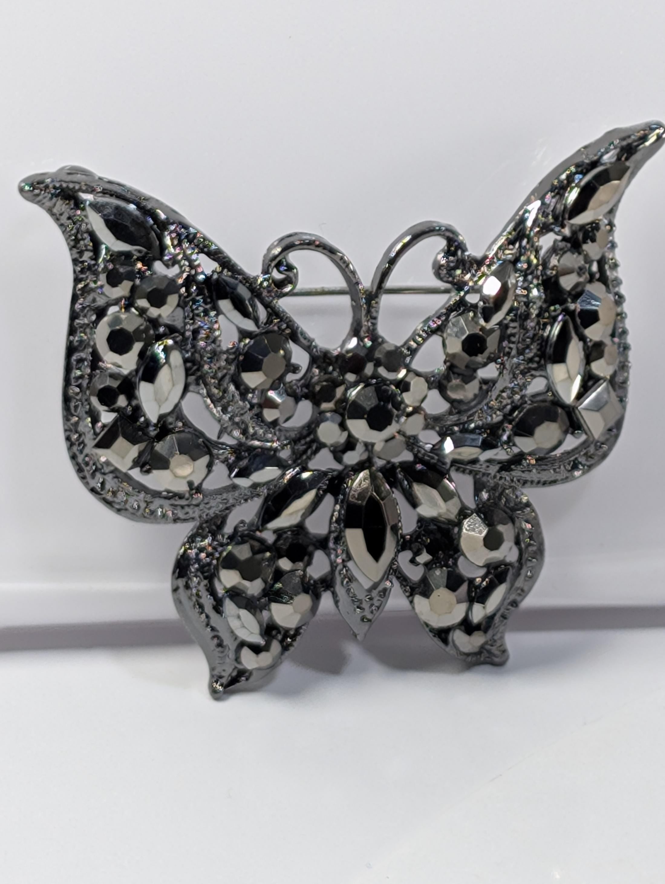 Butterfly Brooch: Gunmetal Finish - Lightweight and Stylish