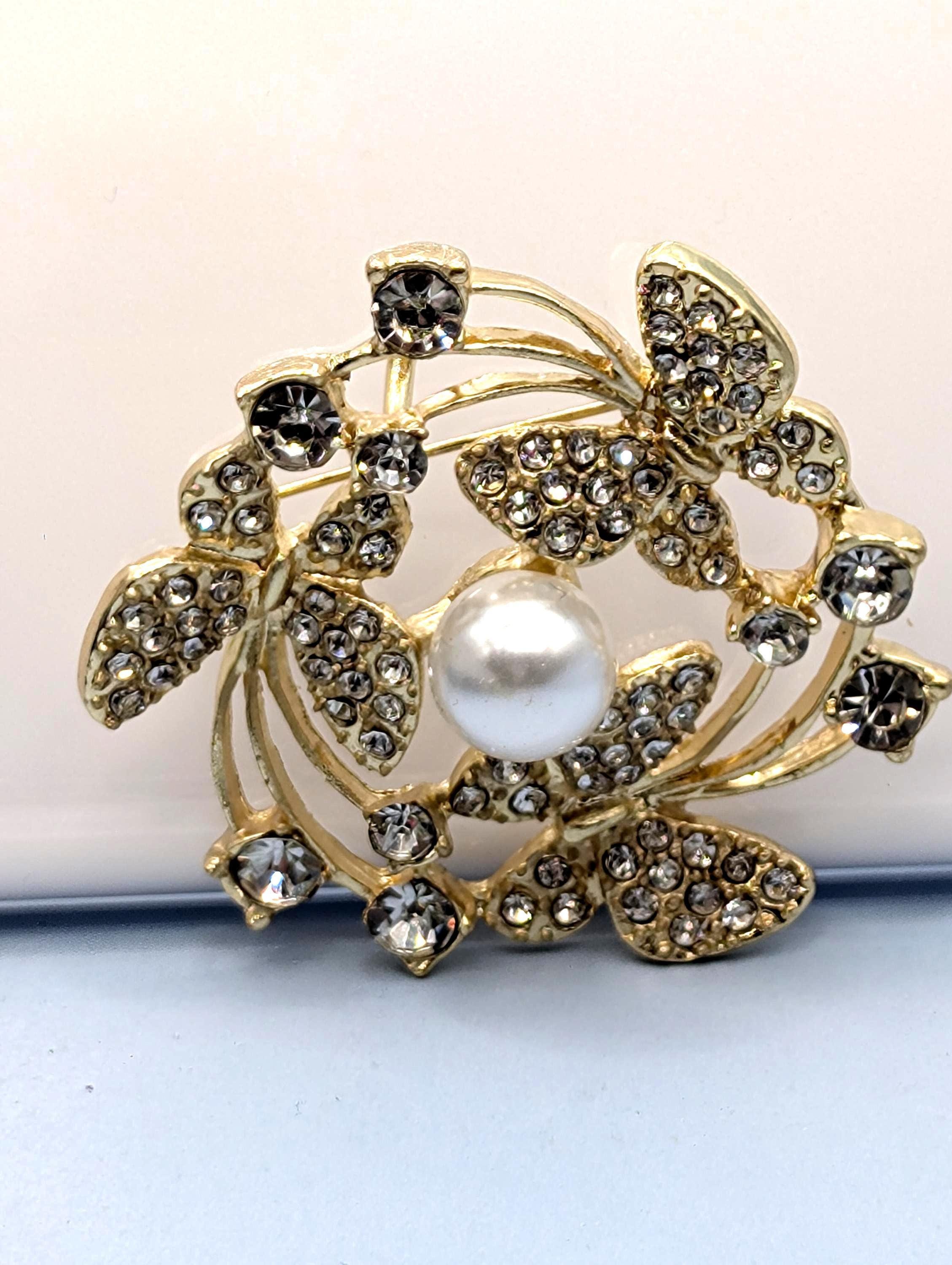 Butterfly Brooch: Gold Plated Sparkle (1.5 Inch Pin for Jackets or Bags)