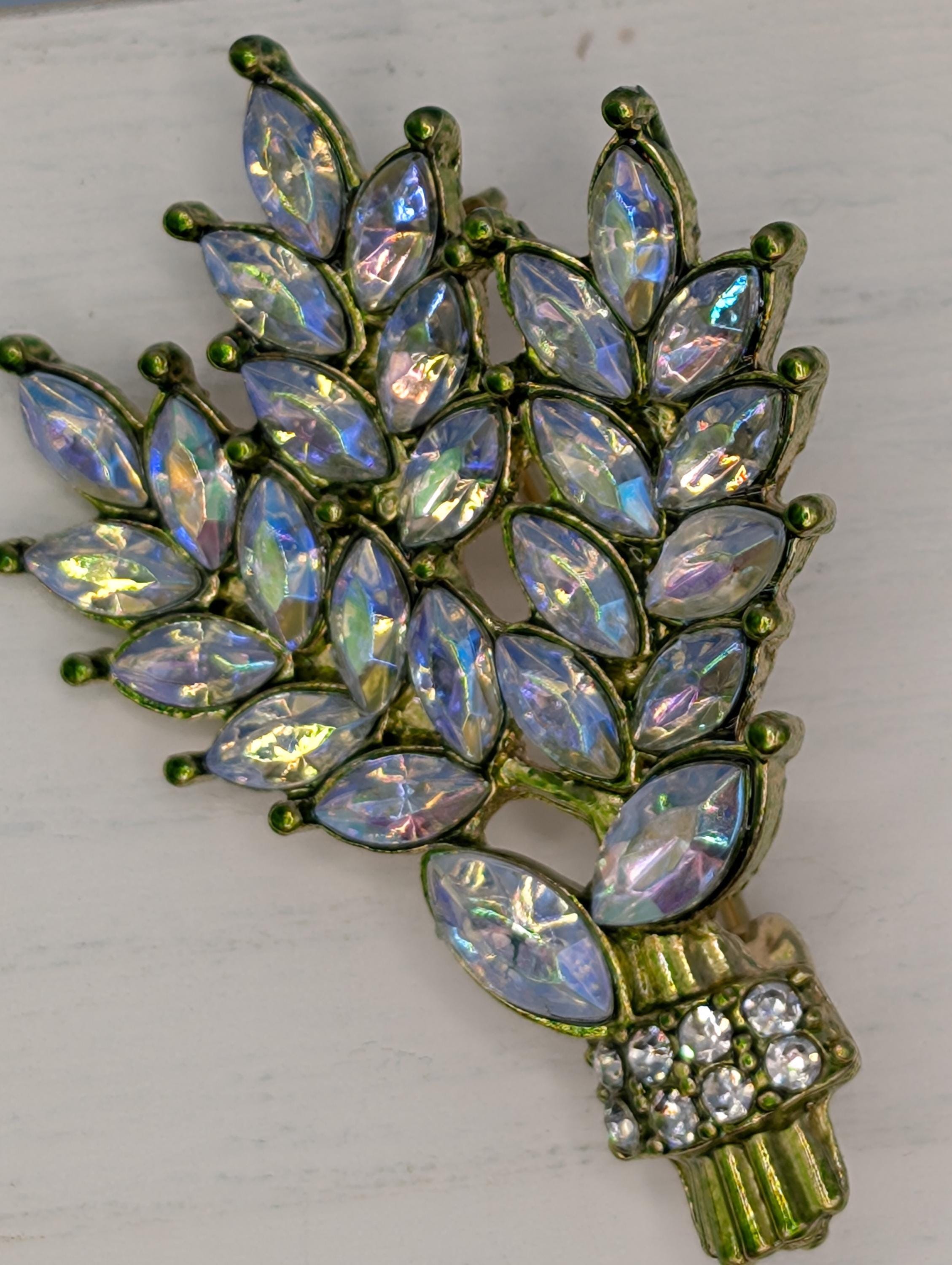 Nature-Inspired Bamboo Brooch: Gold Plated with Crystal CZ