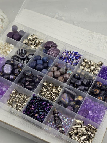 Purple Lampwork Bead Set for Jewelry Making - crafts