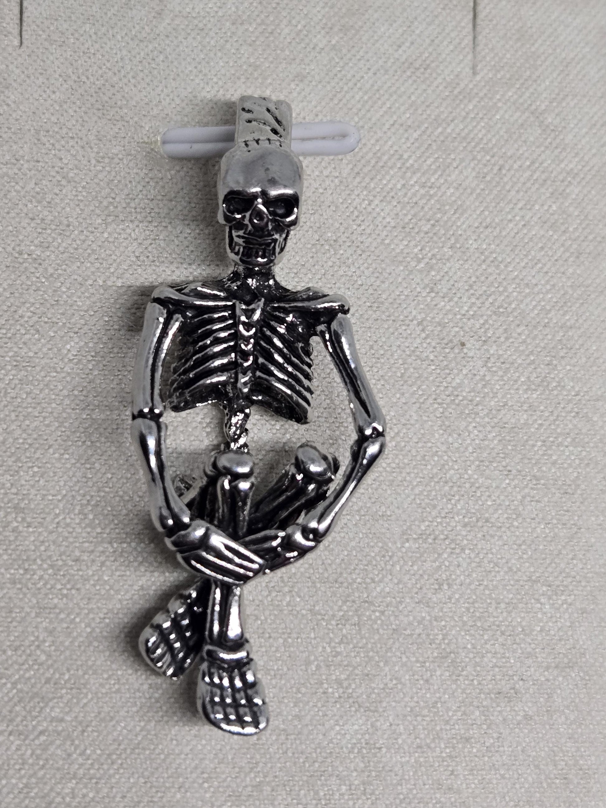 Gothic Skull Pendant: Silver Plated with Angel Wing Detail