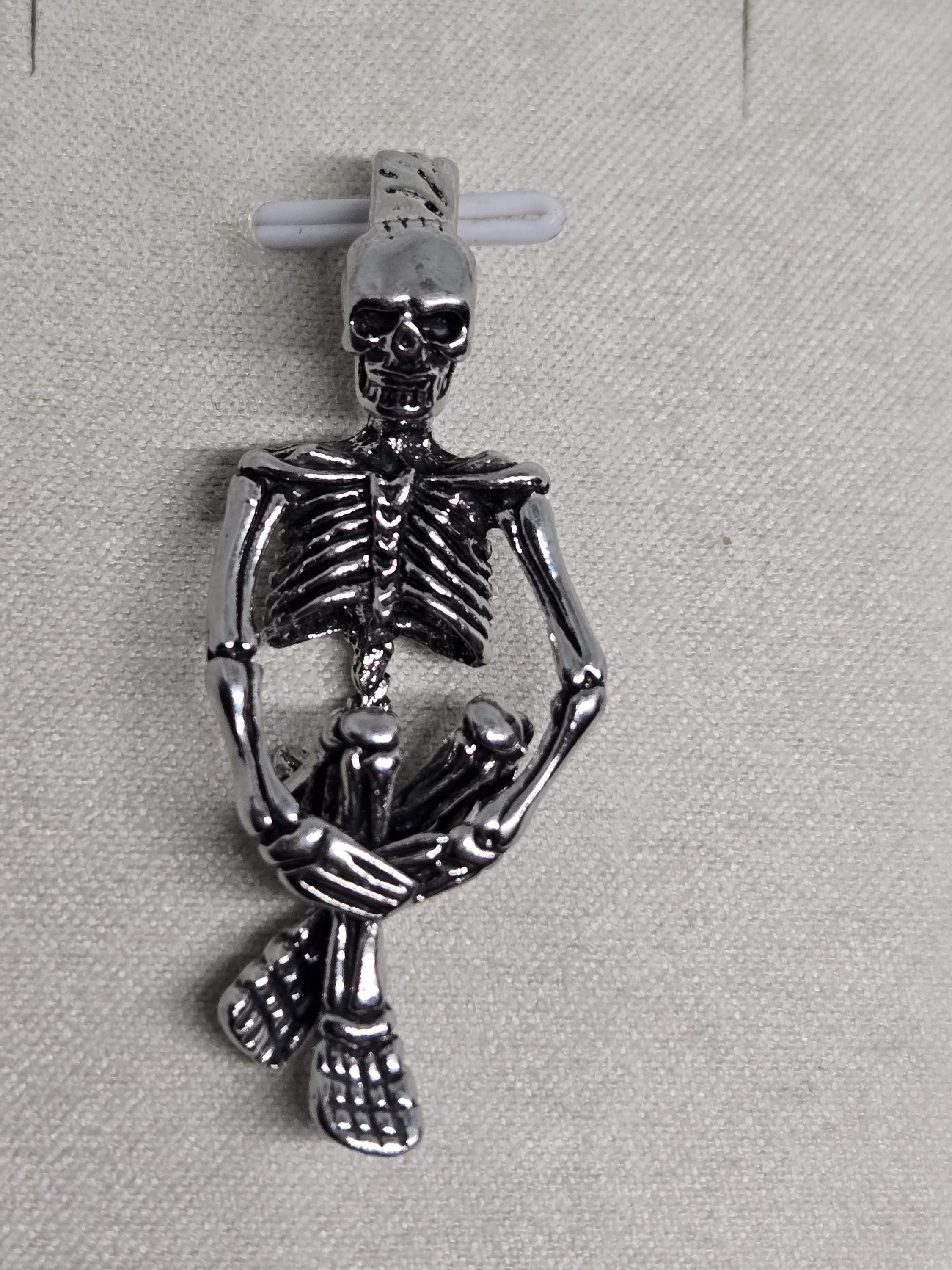 Gothic Skull Pendant: Silver Plated with Angel Wing Detail