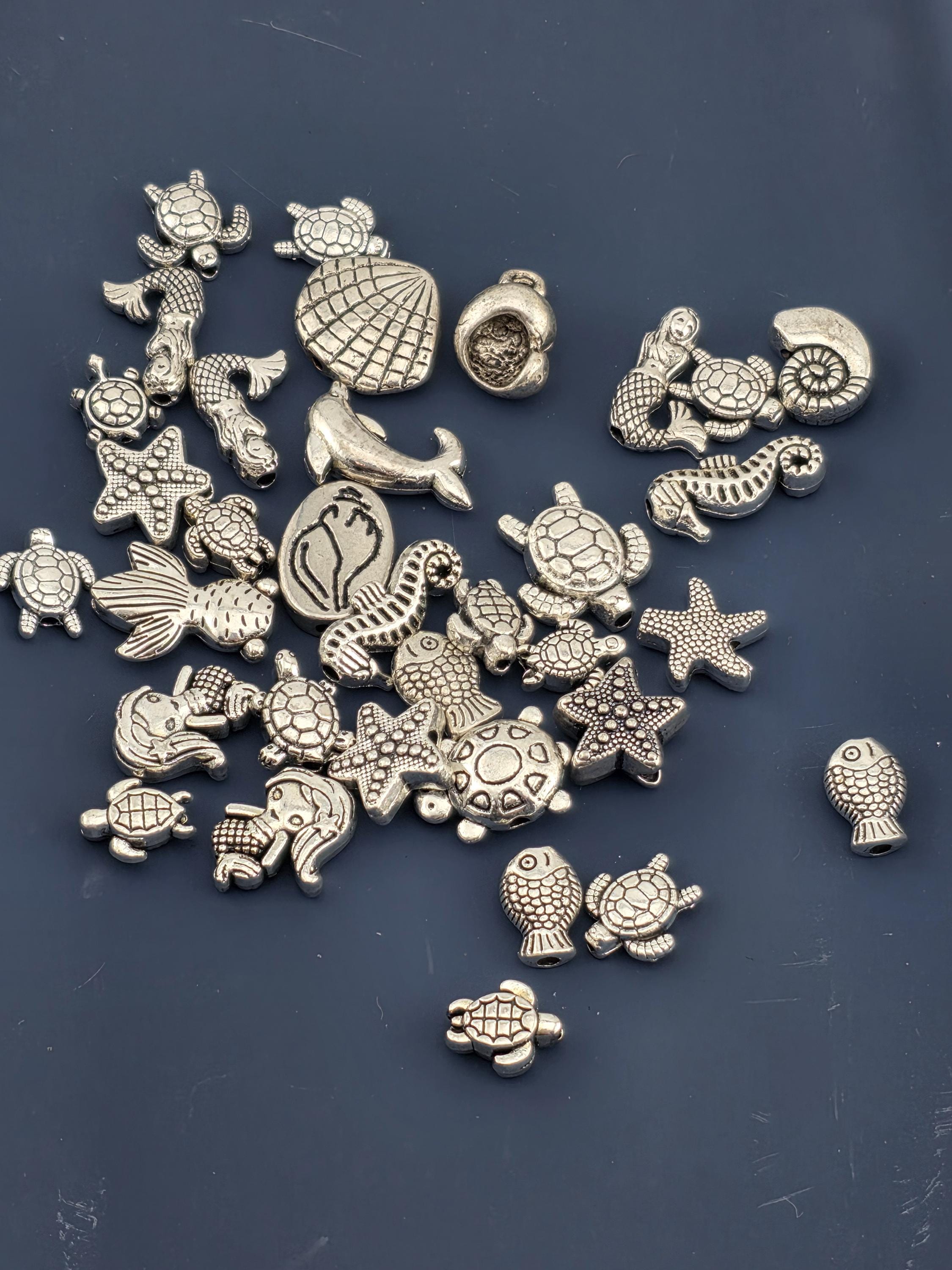 Tibetan Silver Ocean Charms: Mixed Beads and Pendants (1oz Assortment)