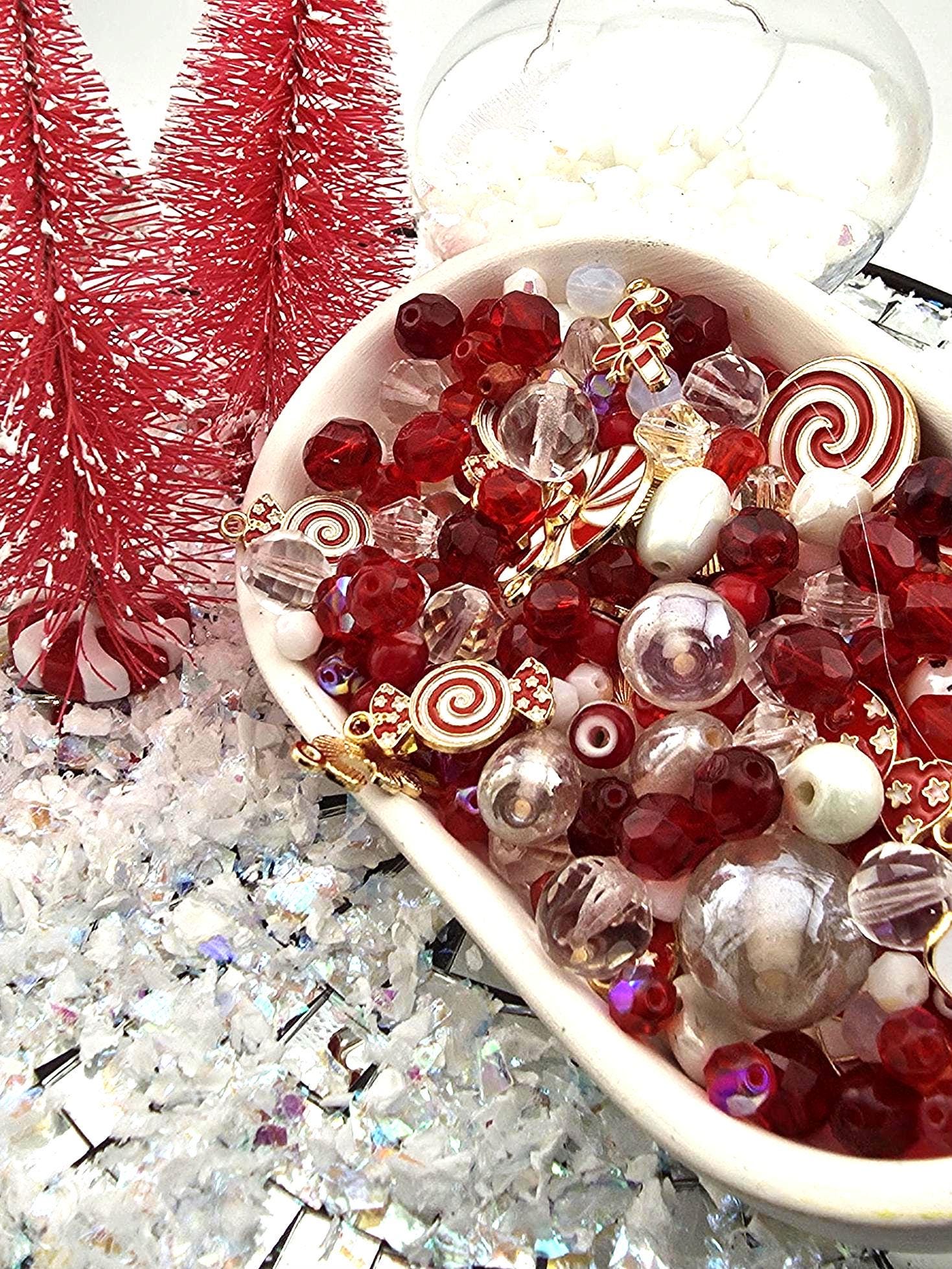 Exclusive "Candy Cane Lane" Glass Bead Mix - 56g pkg