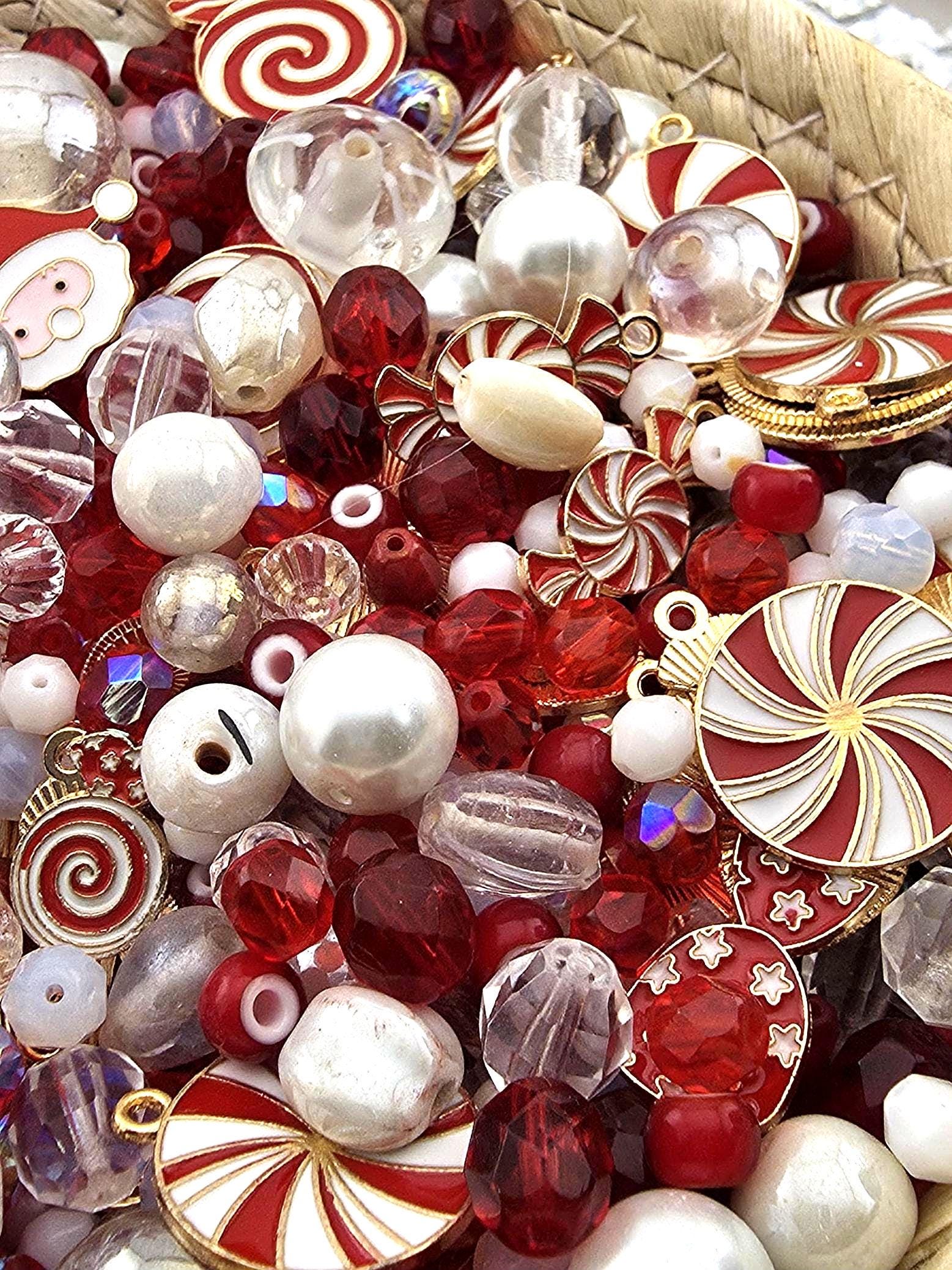 Exclusive "Candy Cane Lane" Glass Bead Mix - 56g pkg