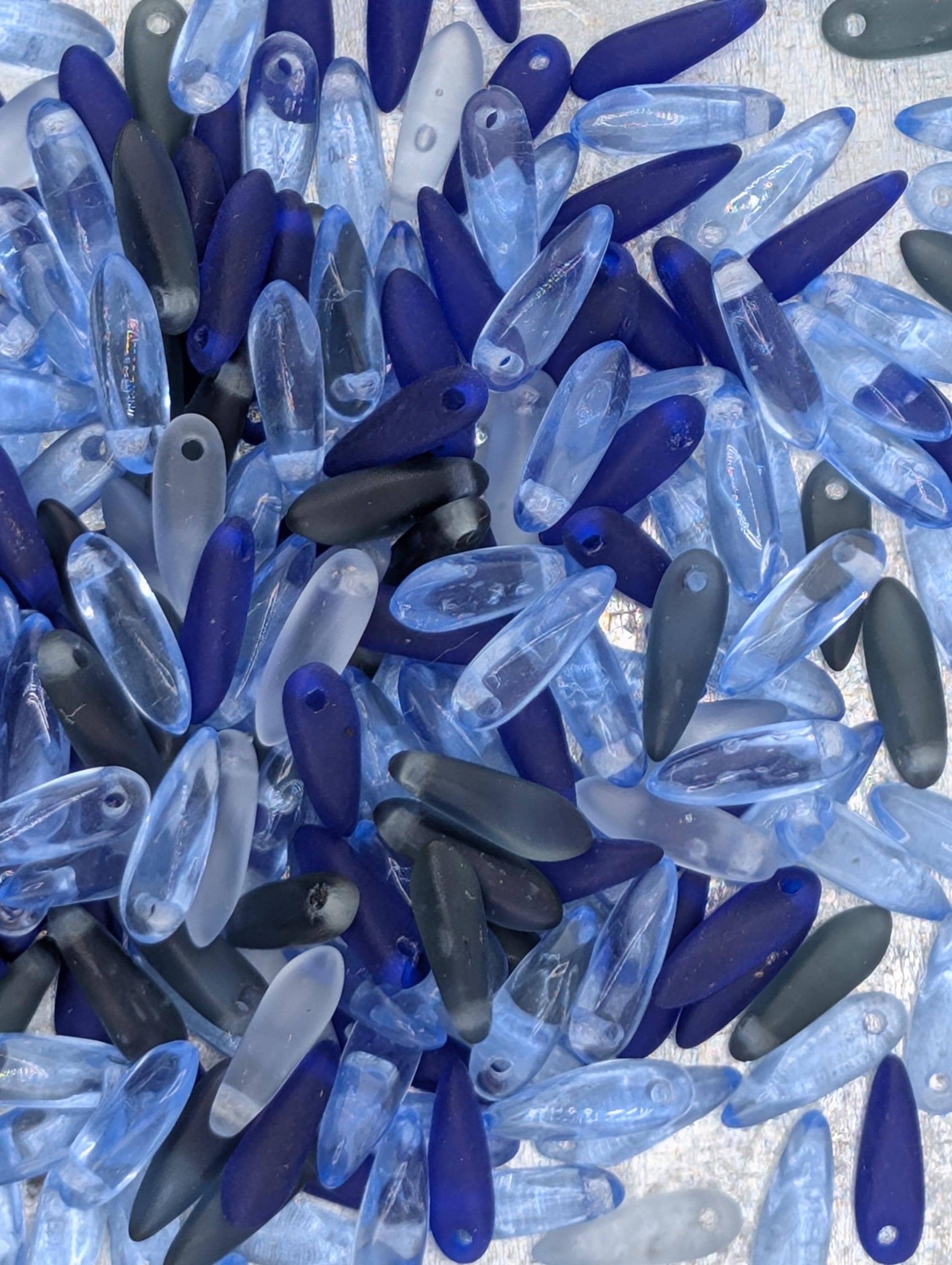 10mm Blue Czech Pressed Glass Dagger 20g