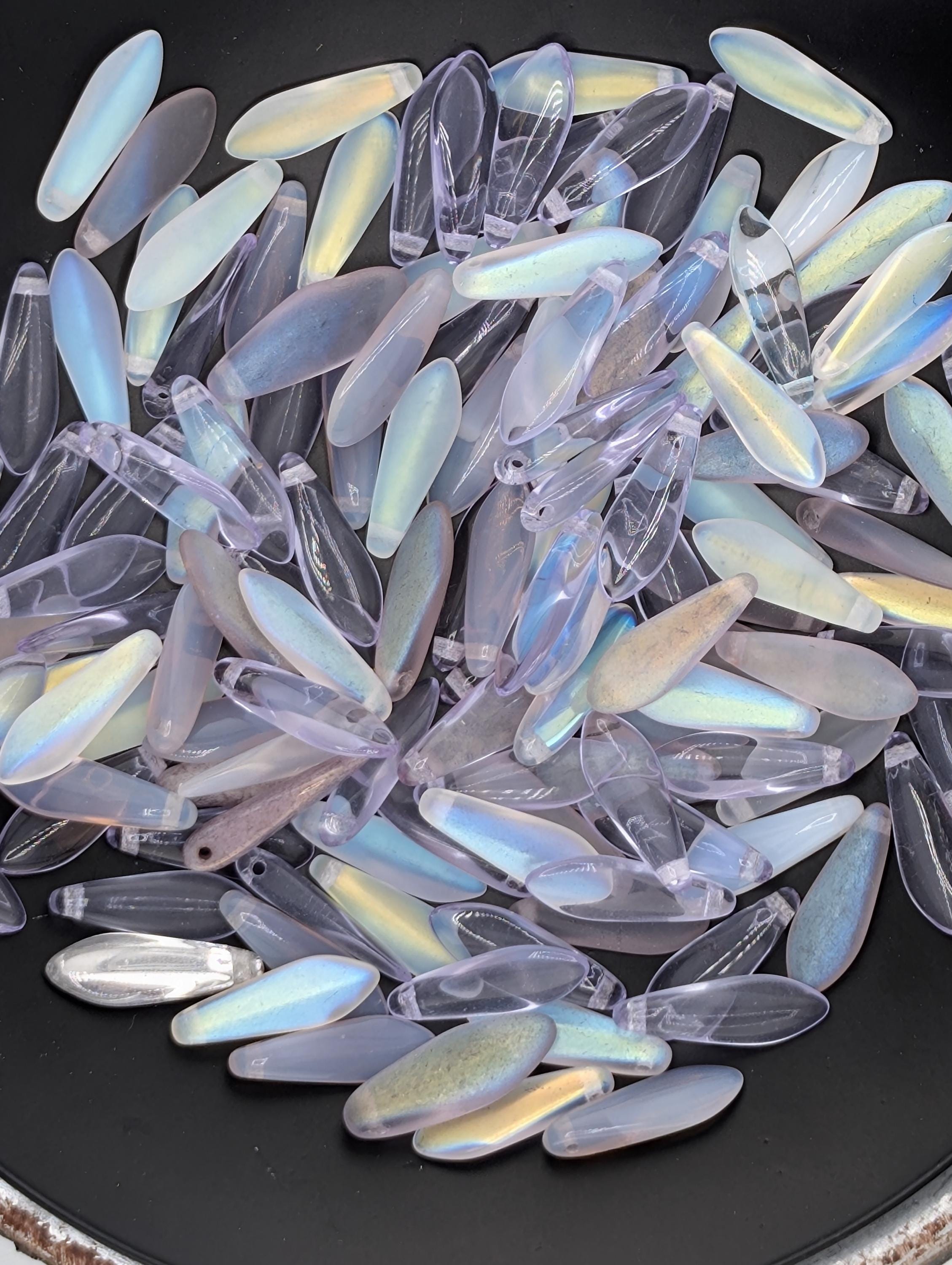 Czech Dagger Bead, Glass GemstonesJewelry Craft Supply, Elegant Gothic Flair, Unique Boho Accessories: Lavender