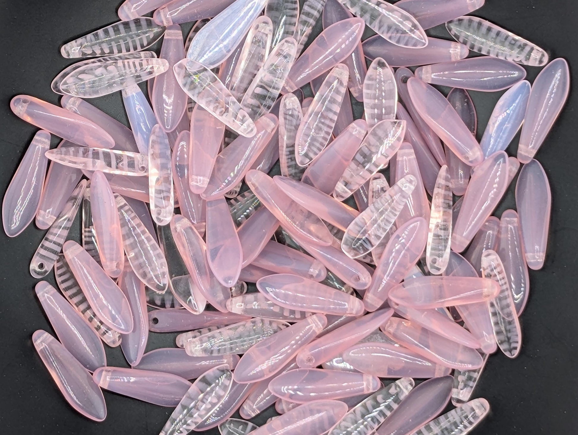 Czech Dagger Bead, Glass GemstonesJewelry Craft Supply, Elegant Gothic Flair, Unique Boho Accessories: Pink