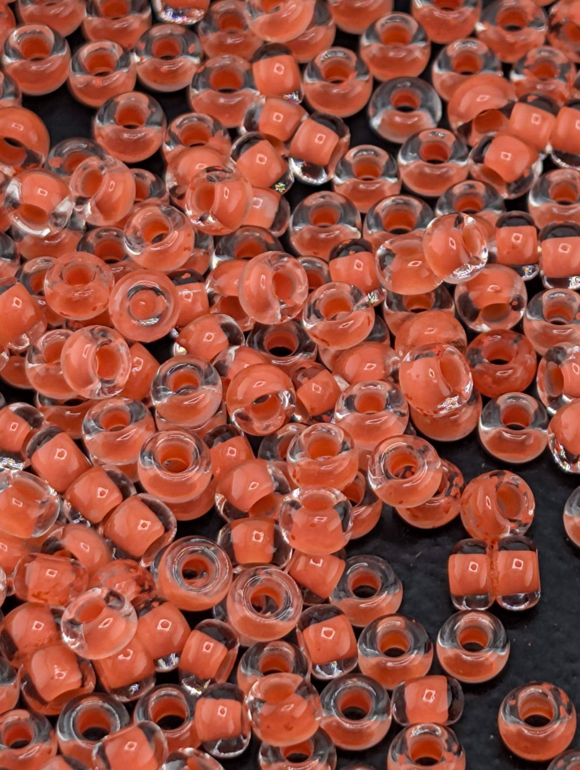Preciosa 8/0 Seed Beads Transparent Orange Lined Clear Size 8/0 - 15g - Czech Glass Rocaille for Jewelry Making