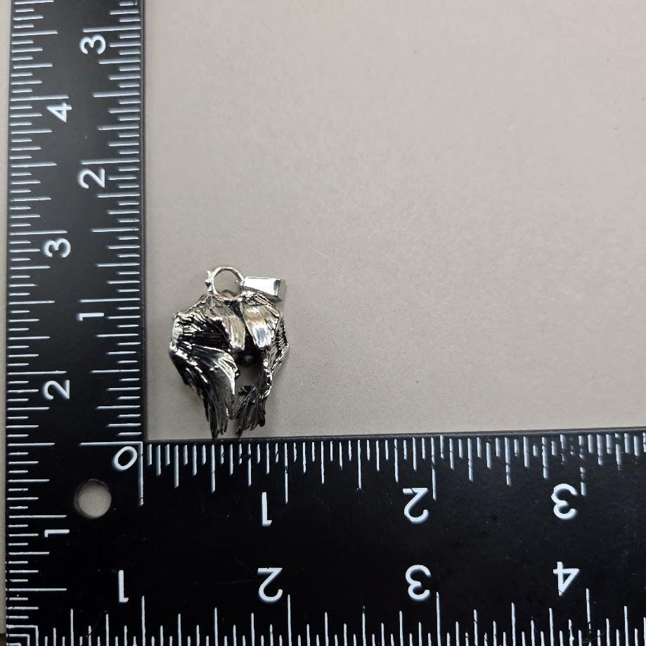 Fallen Angel Pendant: Gothic Skull Silver Charm (For Necklace or Keychain)