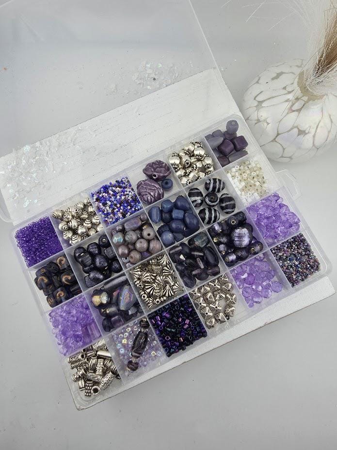 Purple Lampwork Bead Set for Jewelry Making - crafts