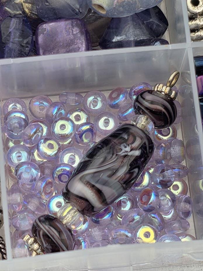 Purple Lampwork Bead Set for Jewelry Making - crafts