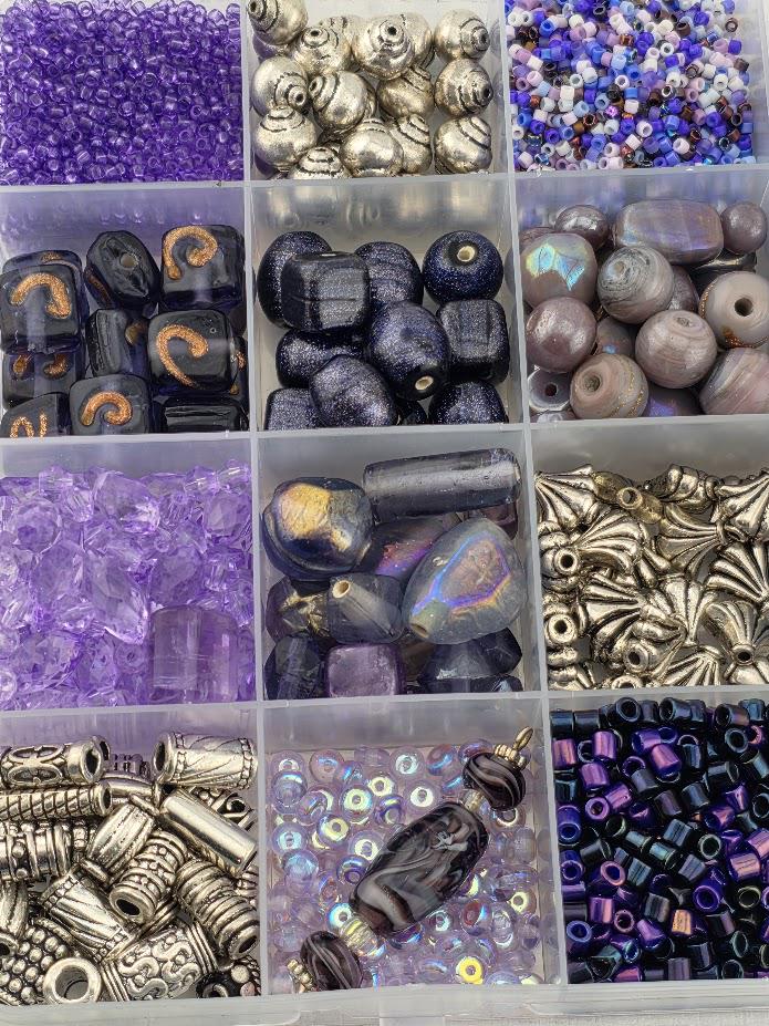 Purple Lampwork Bead Set for Jewelry Making - crafts
