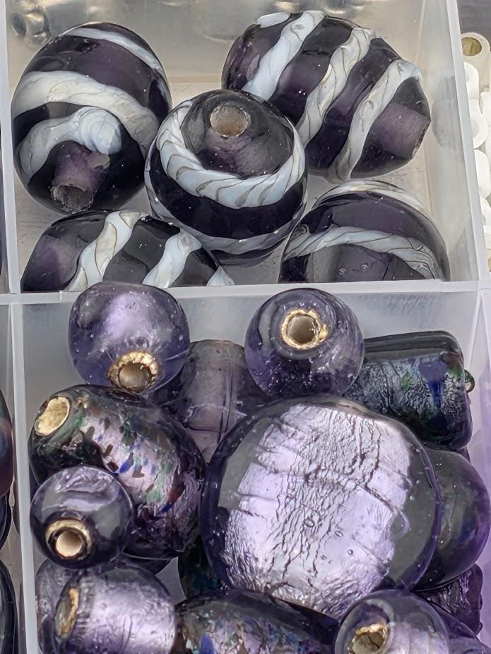 Purple Lampwork Bead Set for Jewelry Making - crafts