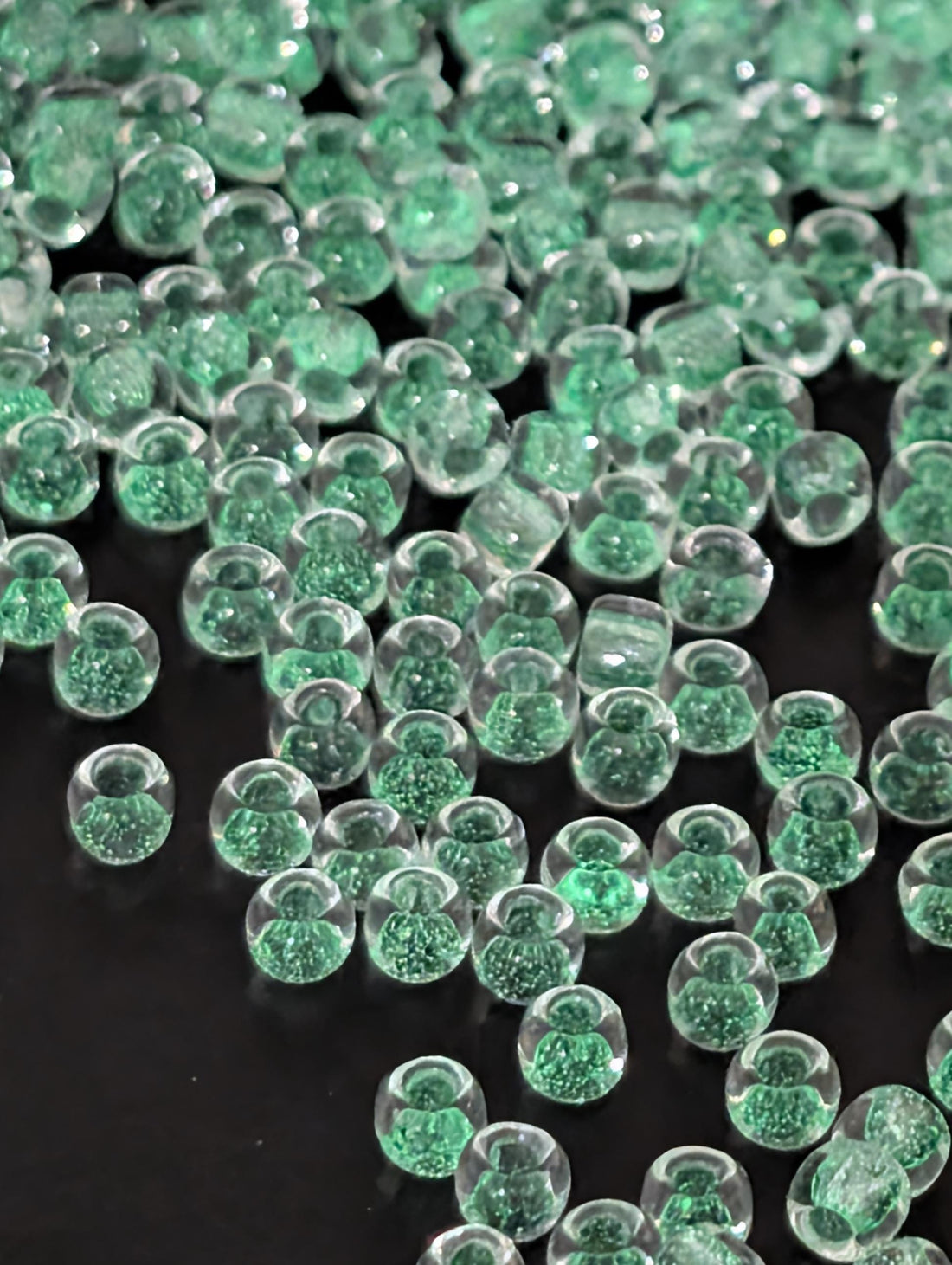 Glow in the Dark Seed Beads: Gray Crystal & Bright Green TOHO 8/0