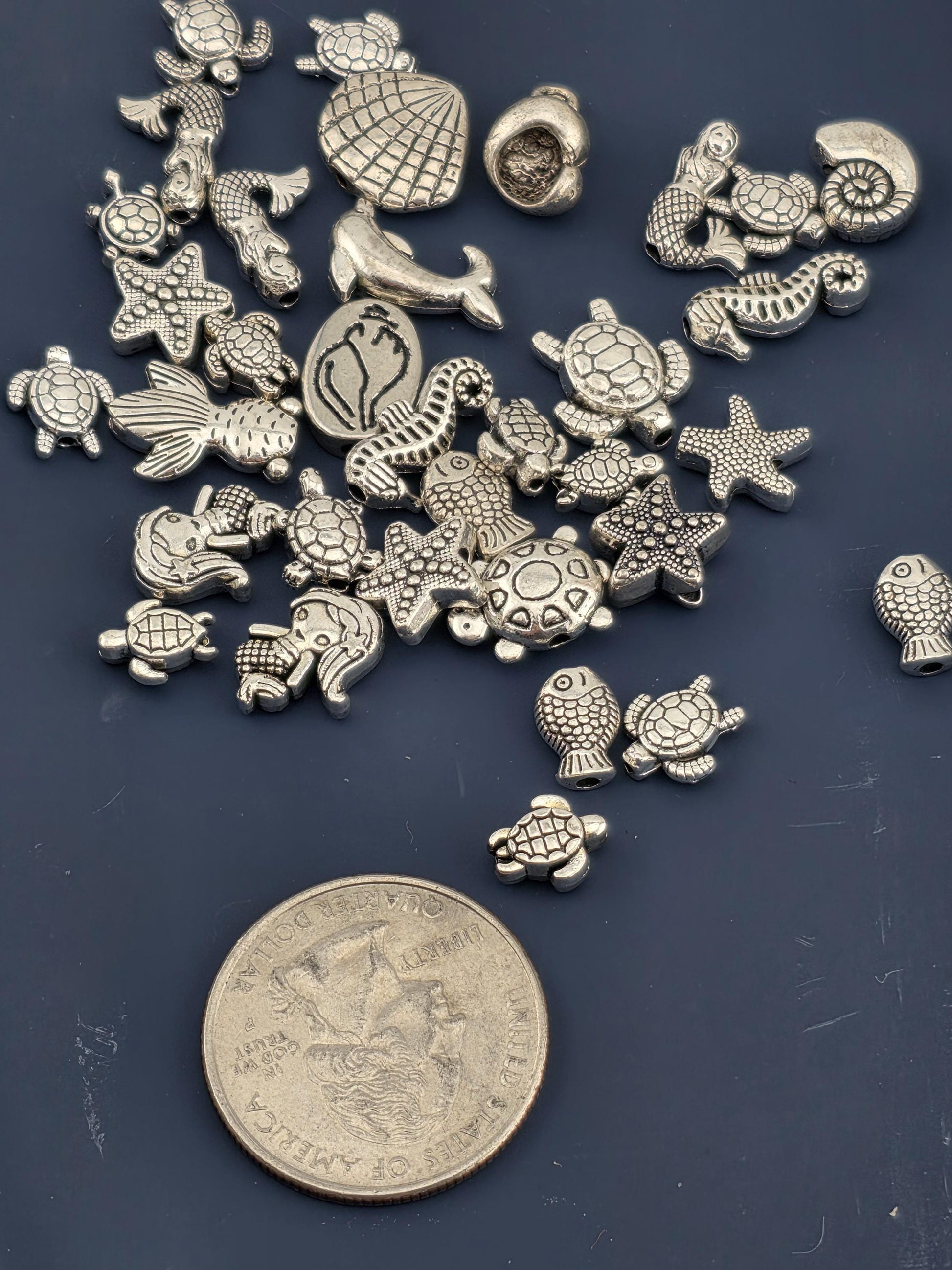 Tibetan Silver Ocean Charms: Mixed Beads and Pendants (1oz Assortment)