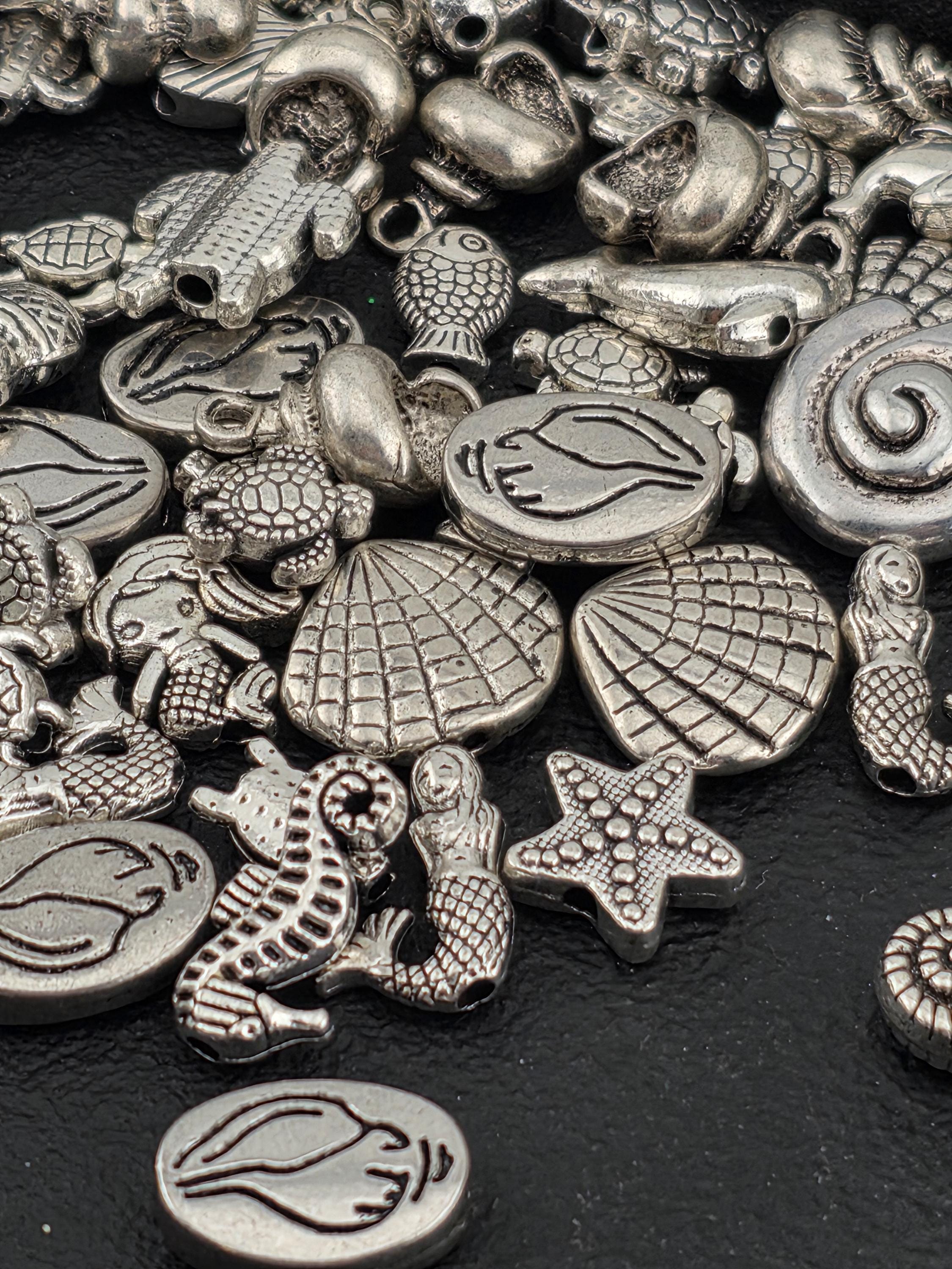 Tibetan Silver Ocean Charms: Mixed Beads and Pendants (1oz Assortment)